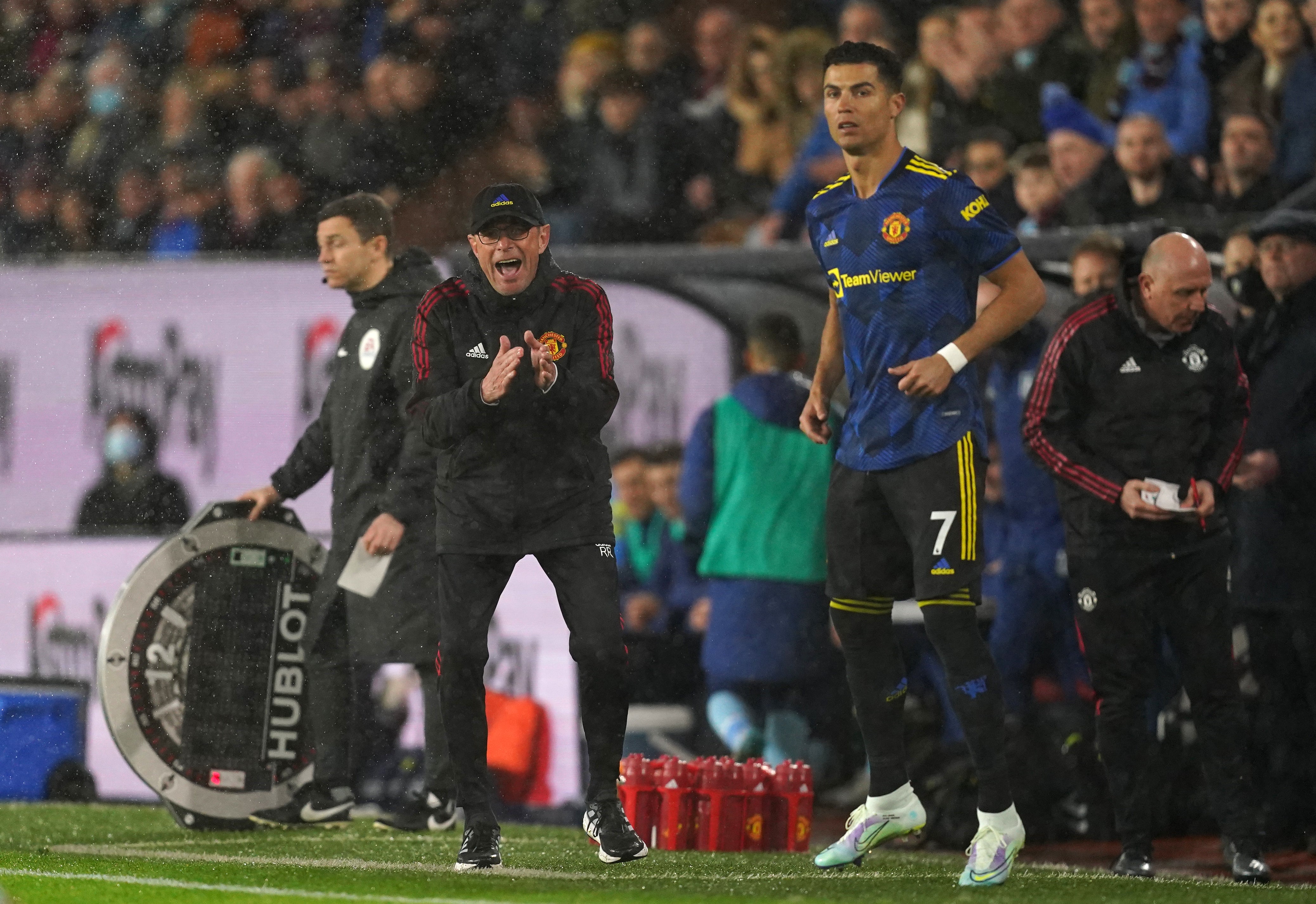 Ralf Rangnick, left, has won only nine of 19 games with Manchester United (Martin Rickett/PA)