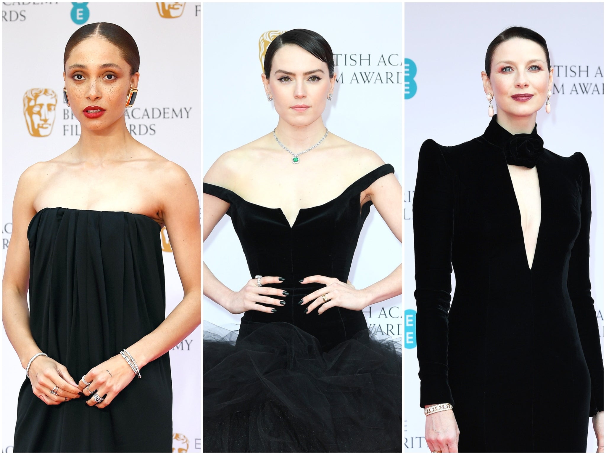 (Left to right) Adwoa Aboah, Daisy Ridley and Caitriona Balfe