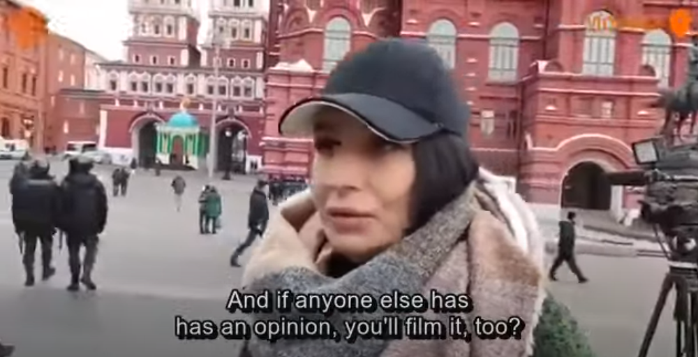 A second woman spoke to the camera and asked if she could voice her support for the war in Ukraine