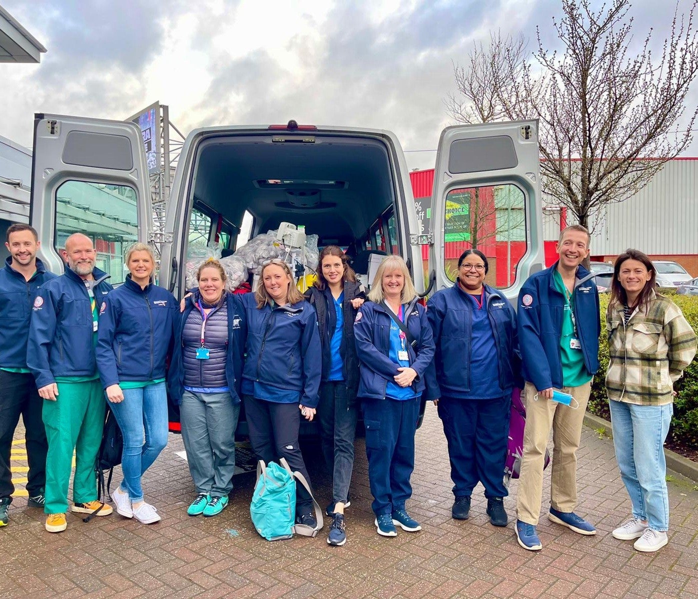 A team of medics from Southampton flew to Poland to bring 21 Ukrainian children to England for cancer treatment (UHS/PA)