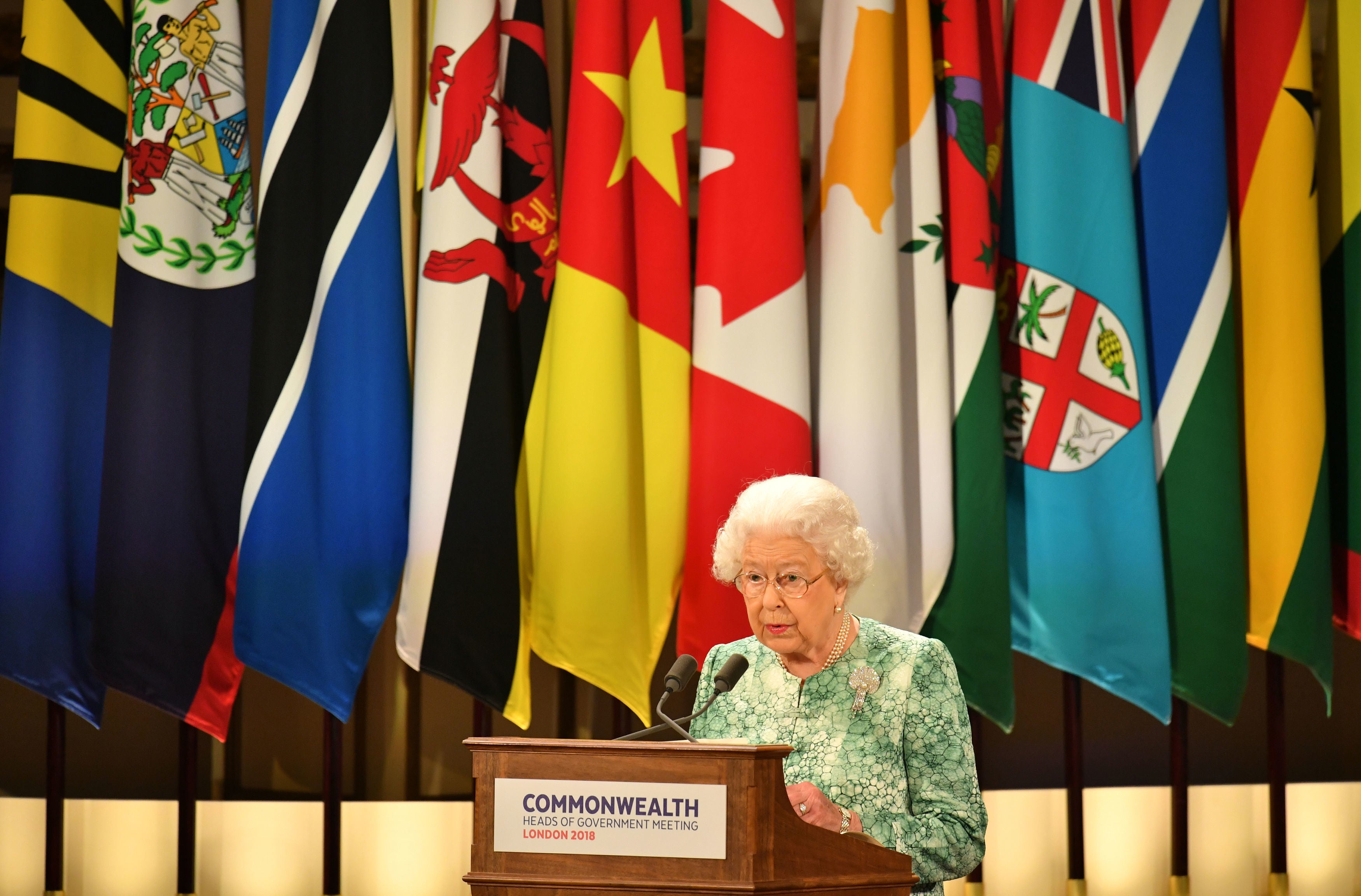 The Queen at the Commonwealth Heads of Government Meeting in 2018 (Dominic Lipinski/PA)