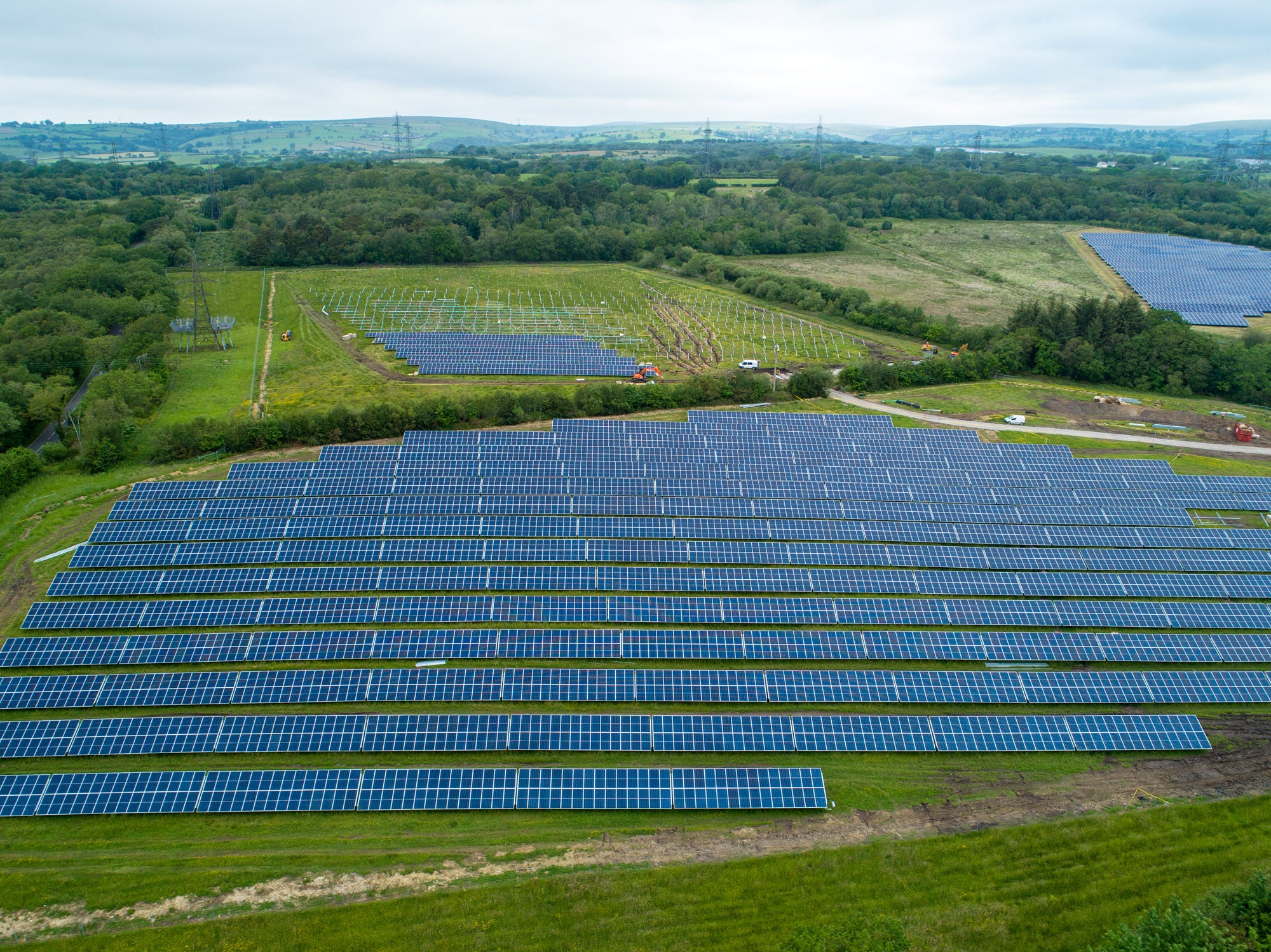 The solar farm has been installed at Brynwhillach Farm and is linked to Morriston Hospital (Welsh Government/PA)