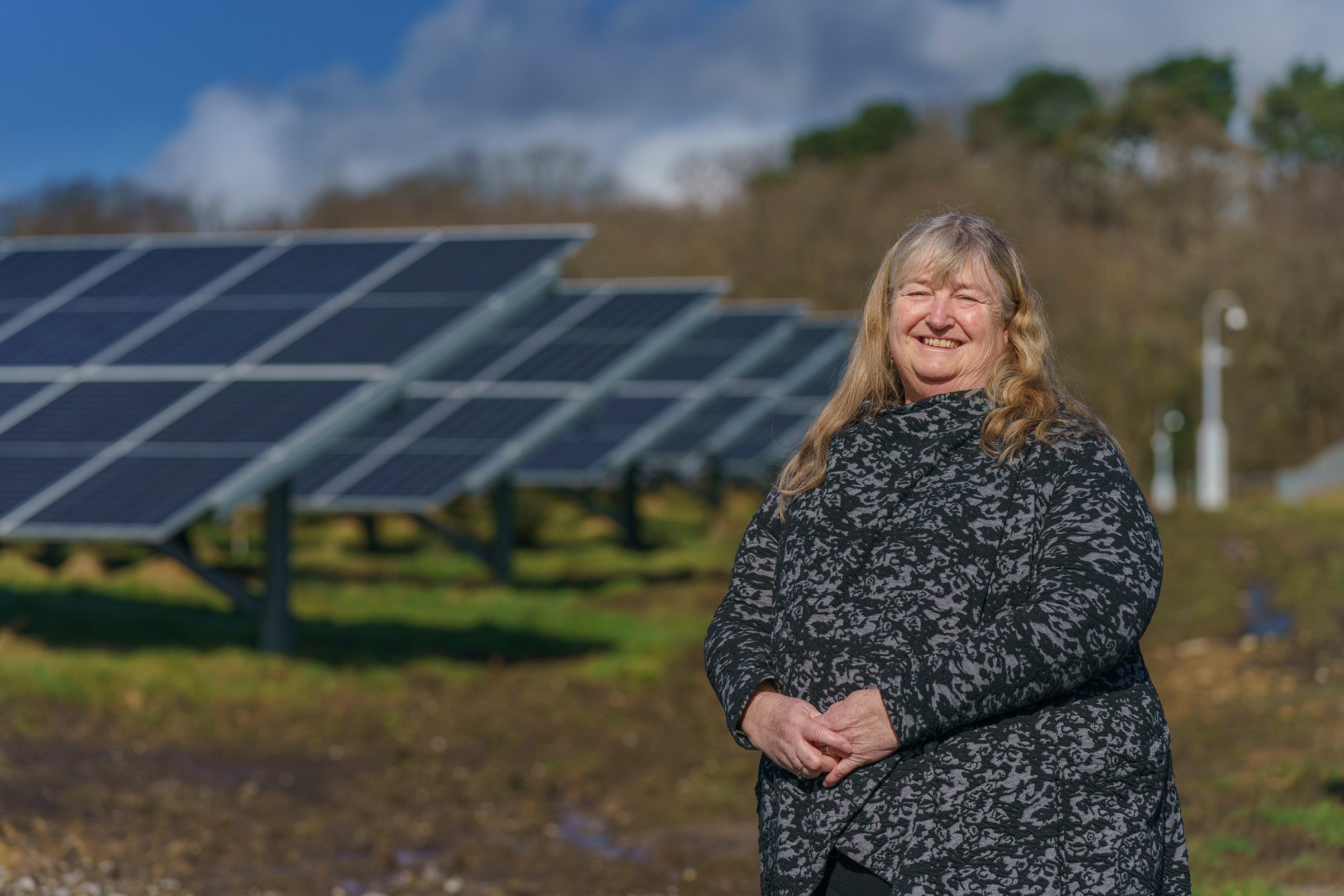 Julie James, the Welsh government’s climate change minister, visited the site at Brynwhillach Farm