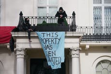 Protesters on oligarch’s balcony have ‘made peace with getting arrested’