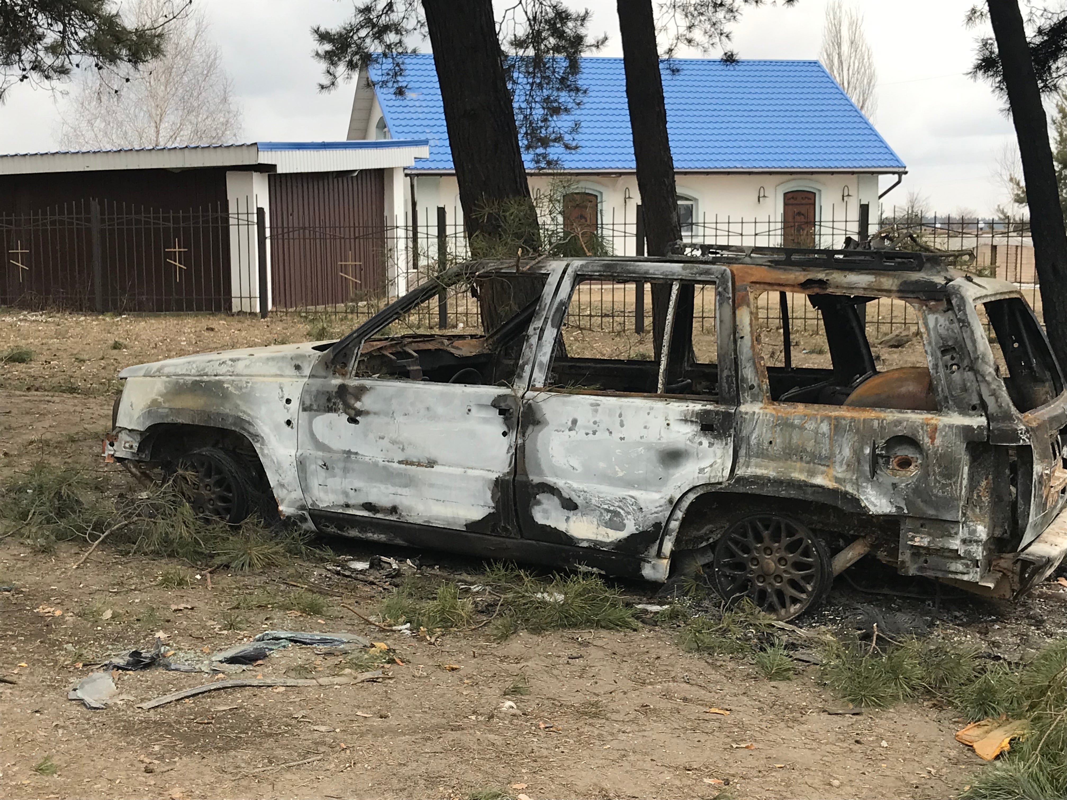 Scenes of the damage around Makariv, 32 miles from Kyiv