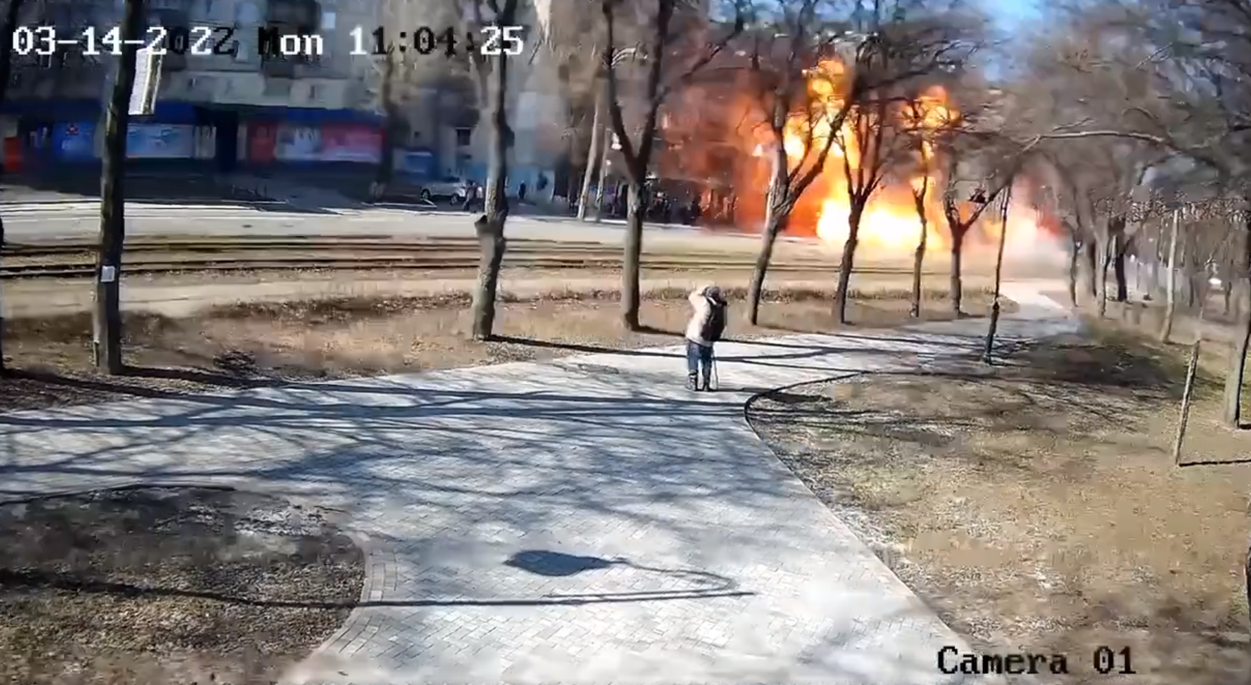 The blast, which killed one person and injured six, was caught on CCTV (Kyiv City Council)