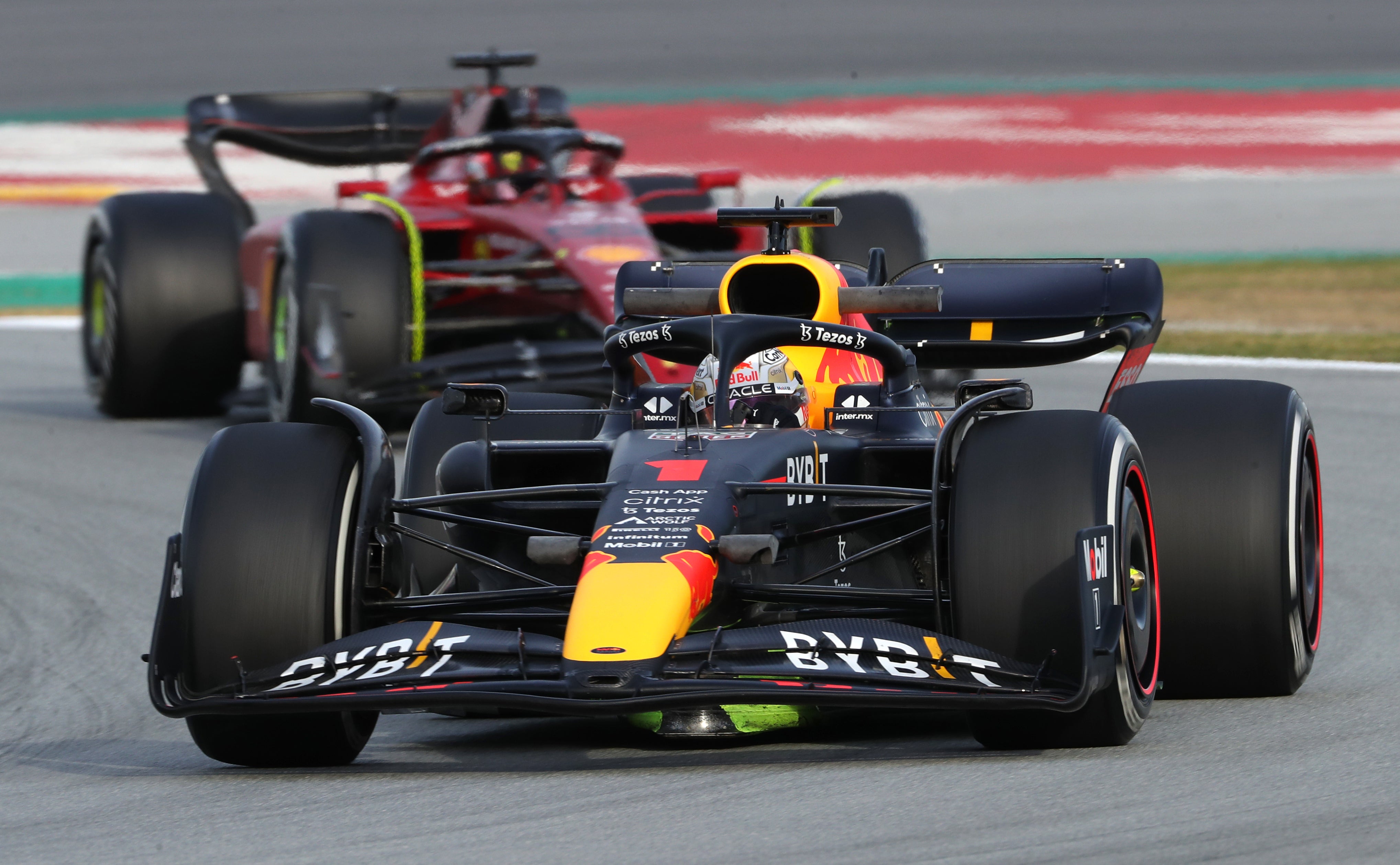 Max Verstappen leads Carlos Sainz in testing ahead of the new season (Bradley Collyer/PA)