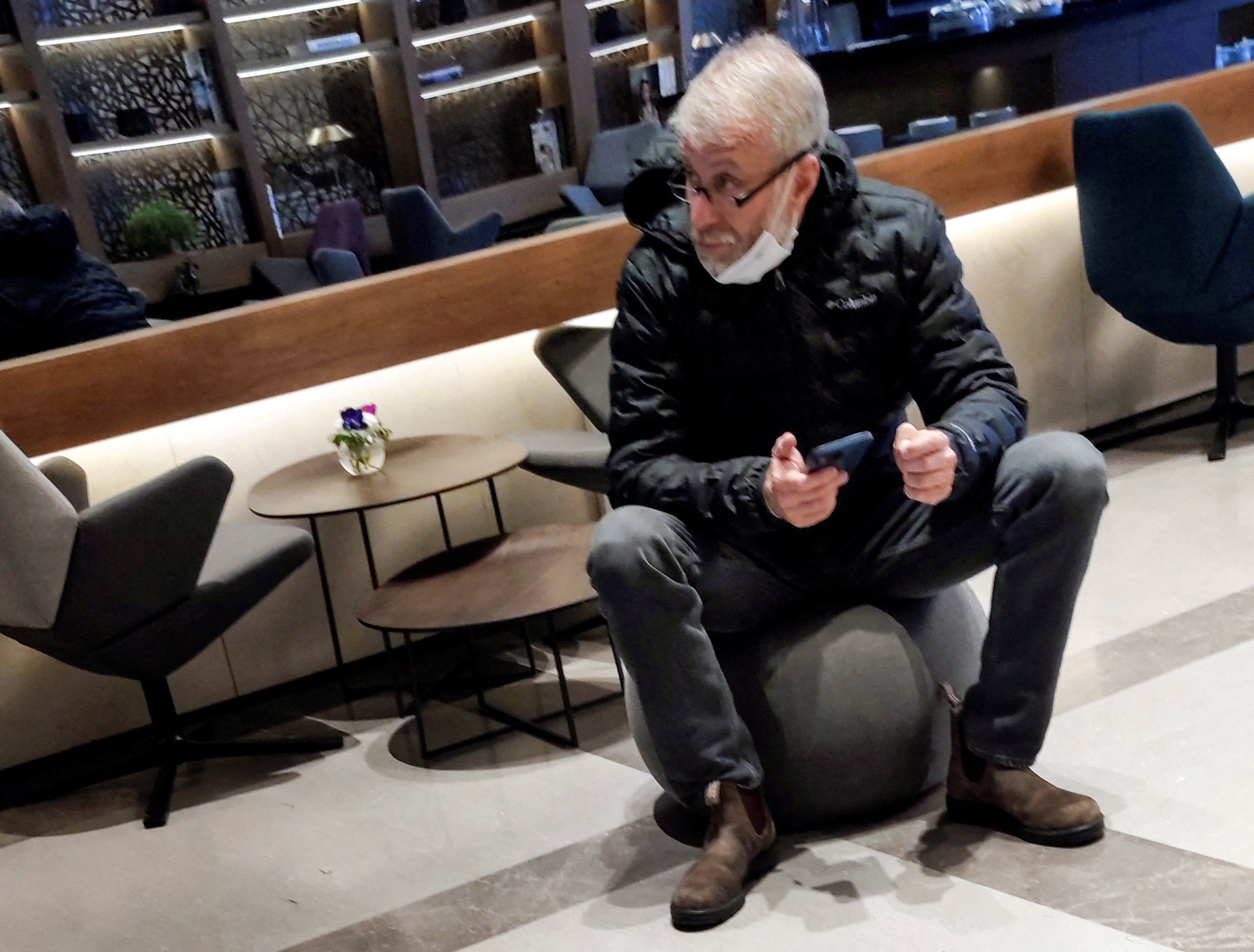 Roman Abramovich sits in a VIP lounge at Ben Gurion airport, Israel, on 14 March, 2022.