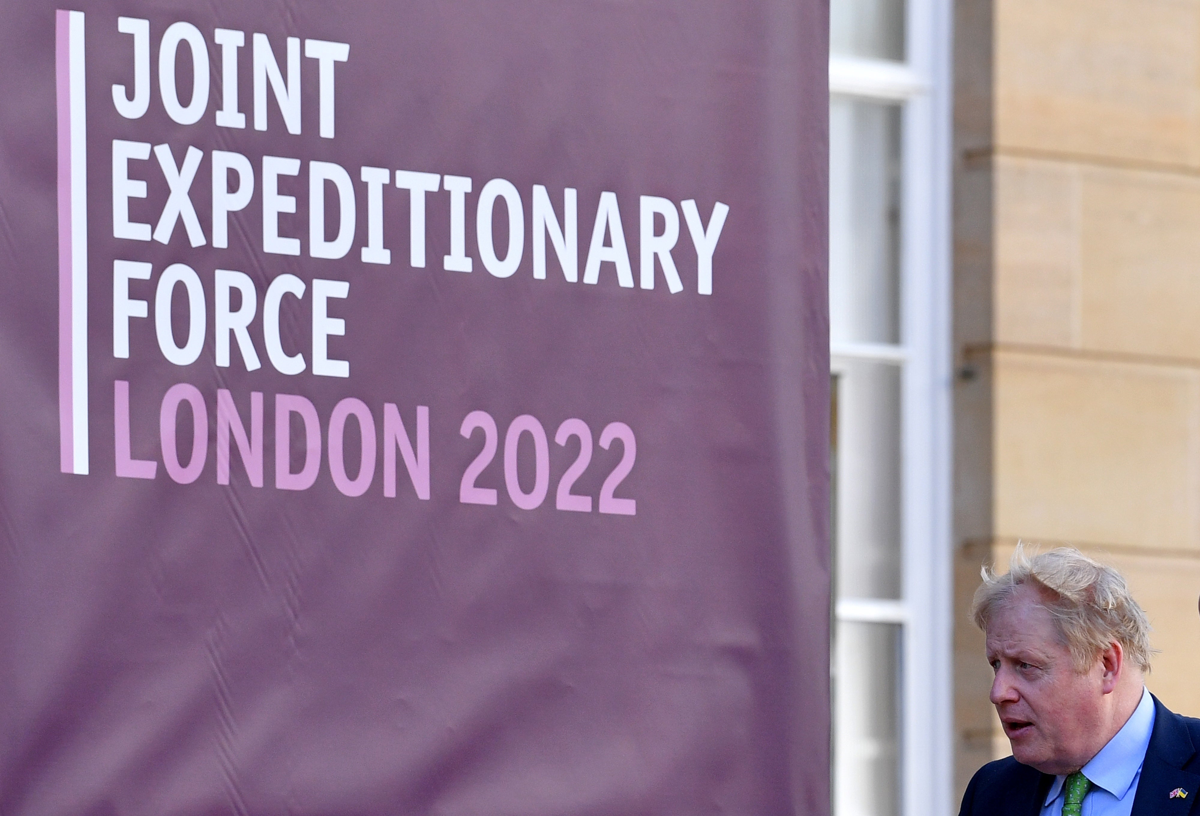 Prime Minister Boris Johnson arrives at Lancaster House, in London to host a summit of the Joint Expeditionary Force (JEF) on Tuesday (Justin Tallis/PA)