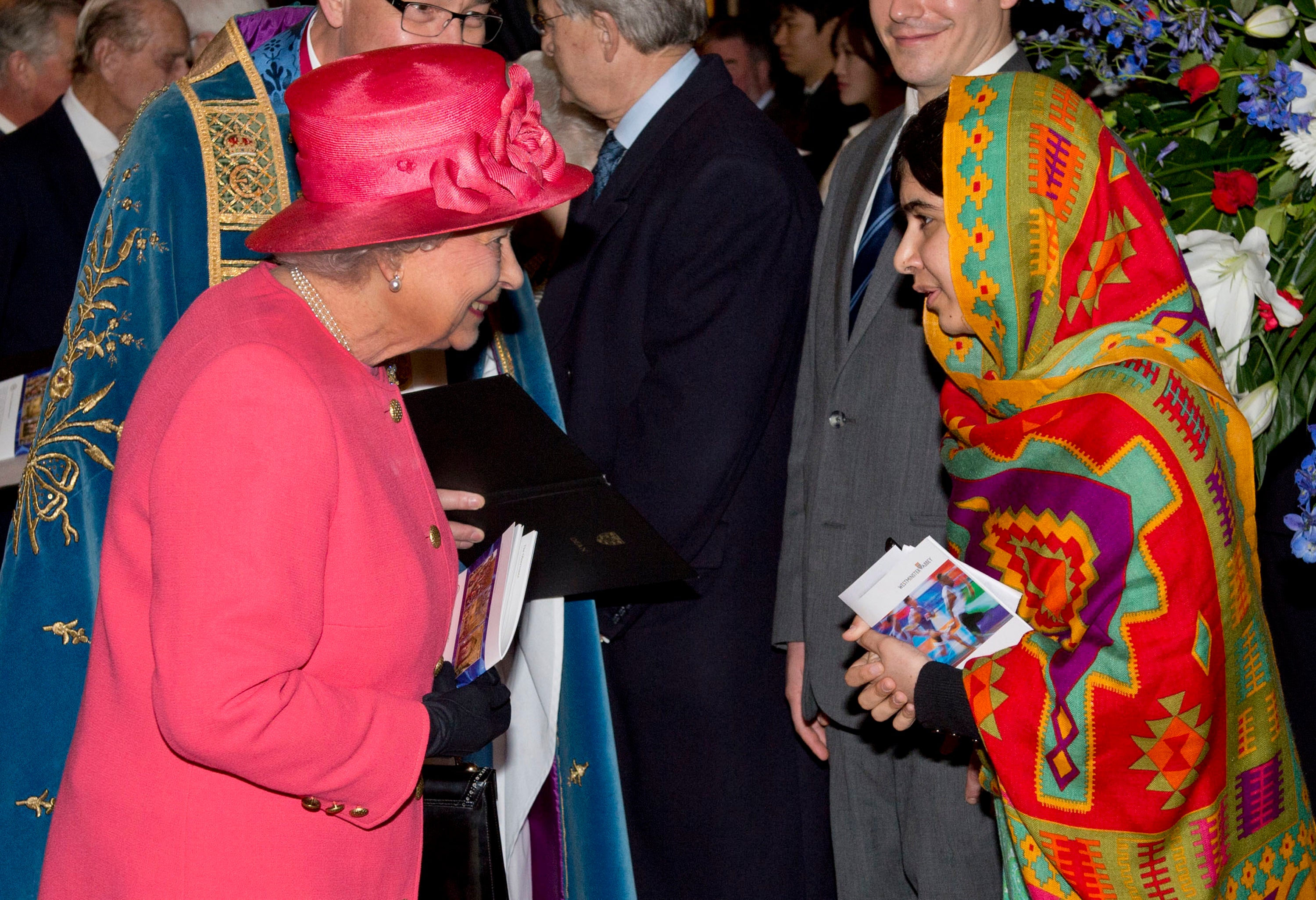 The Queen meets Malala Yousafzai at the Commonwealth service in March 2014