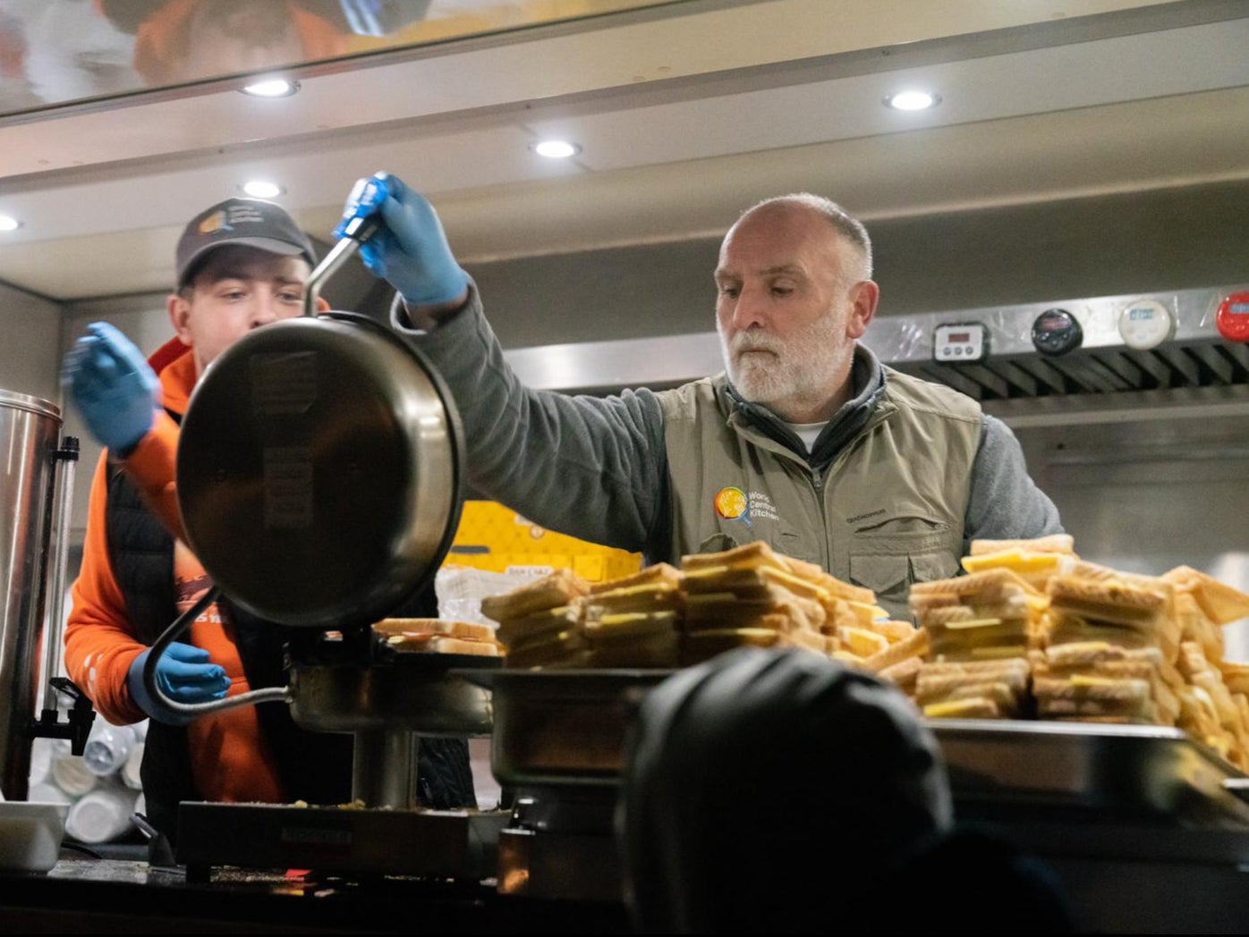 José Andrés is seen delivering meals as part of his nonprofit World Central Kitchen