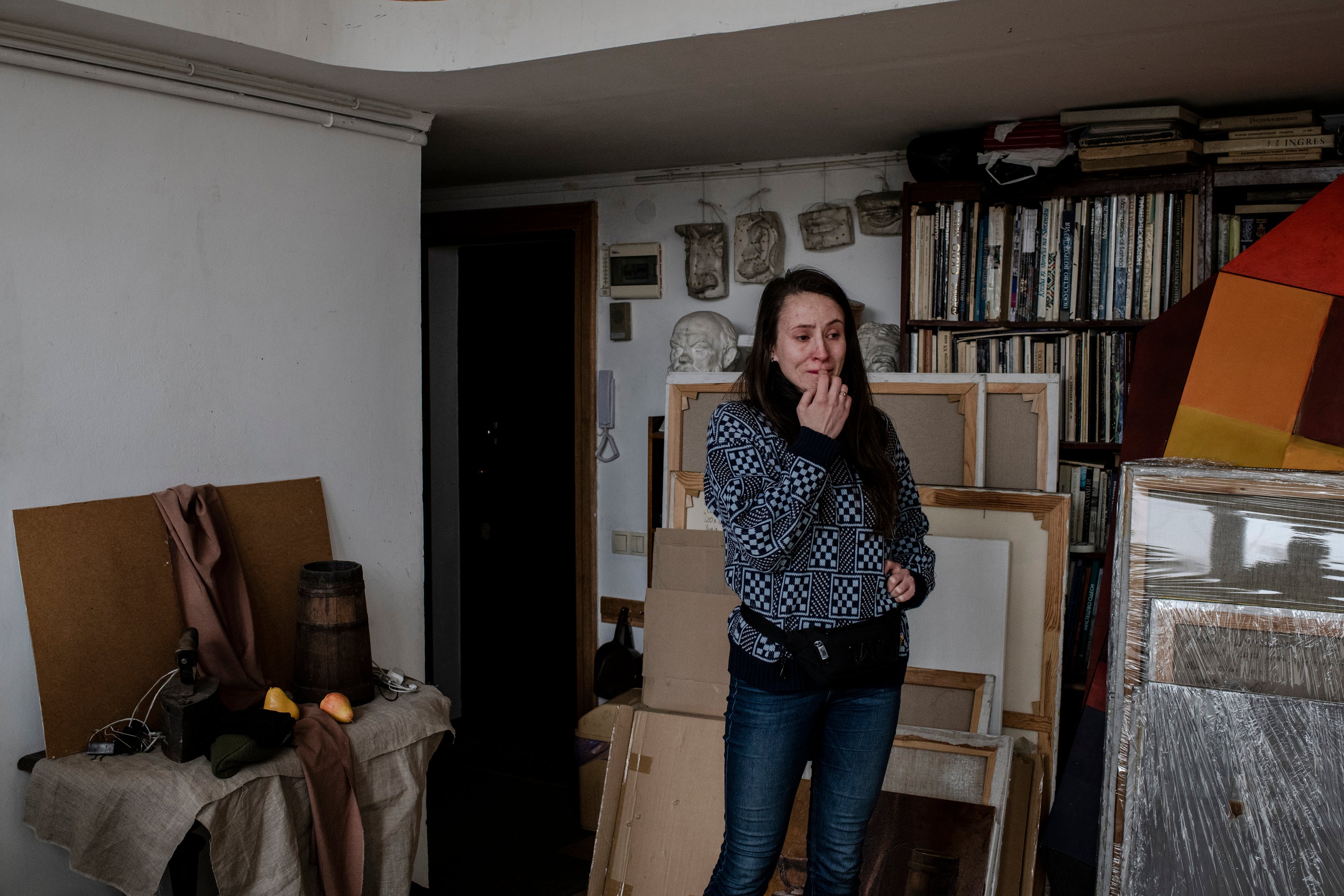 Yaryna Shumska and her father, Ihor Shumsky, share a studio in the residential area of the city, where they keep more than 600 pieces