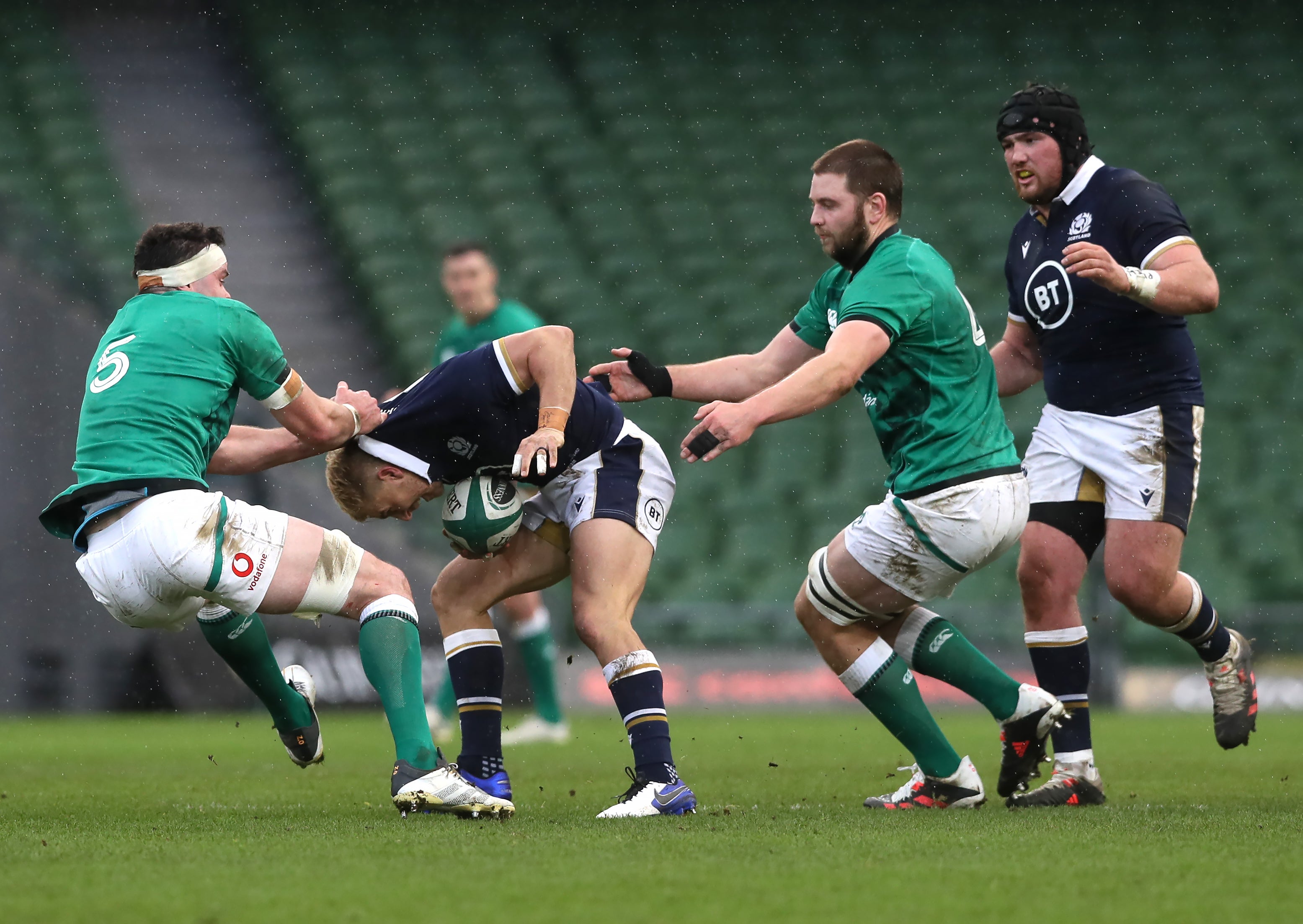 Iain Henderson, right, is likely to replace the injured James Ryan, left, for Scotland’s visit to Dublin (Brian Lawless/PA)