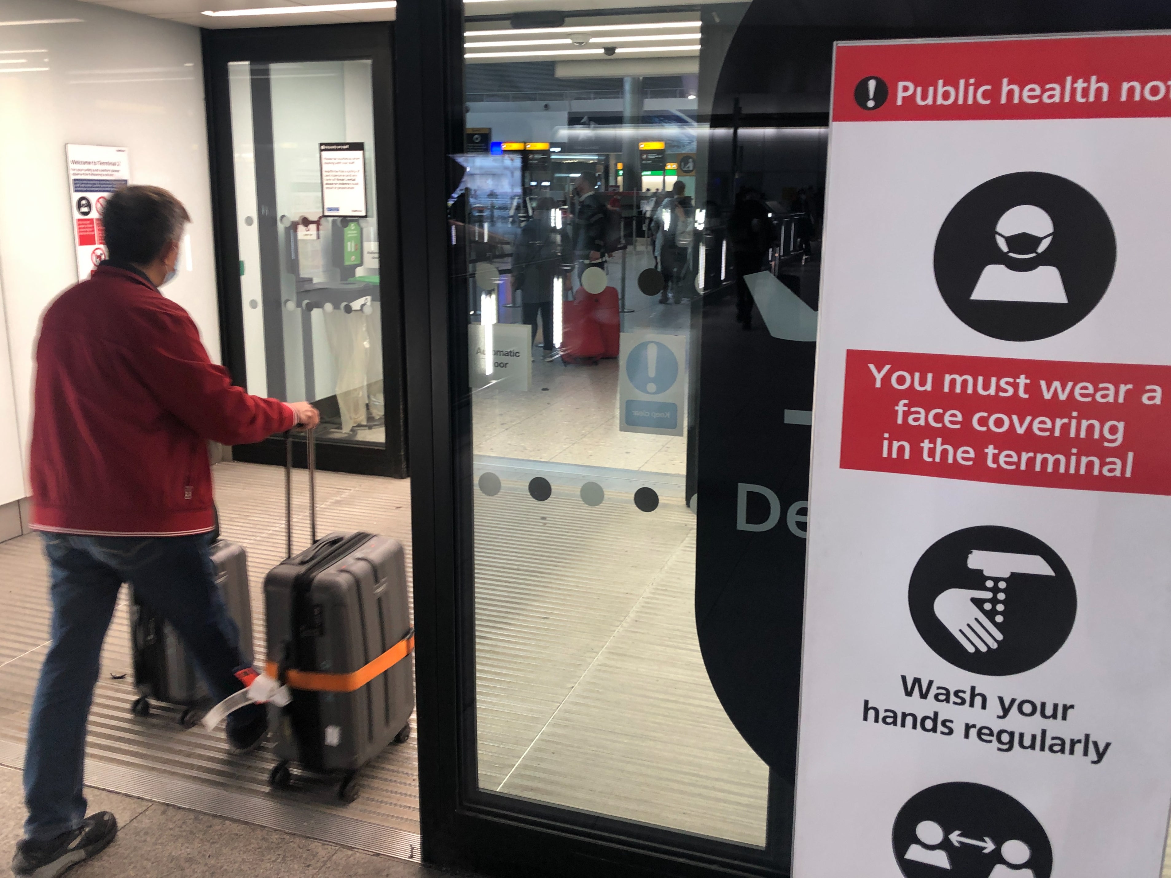 Flight check: the entrance to Departures at Heathrow Terminal 2