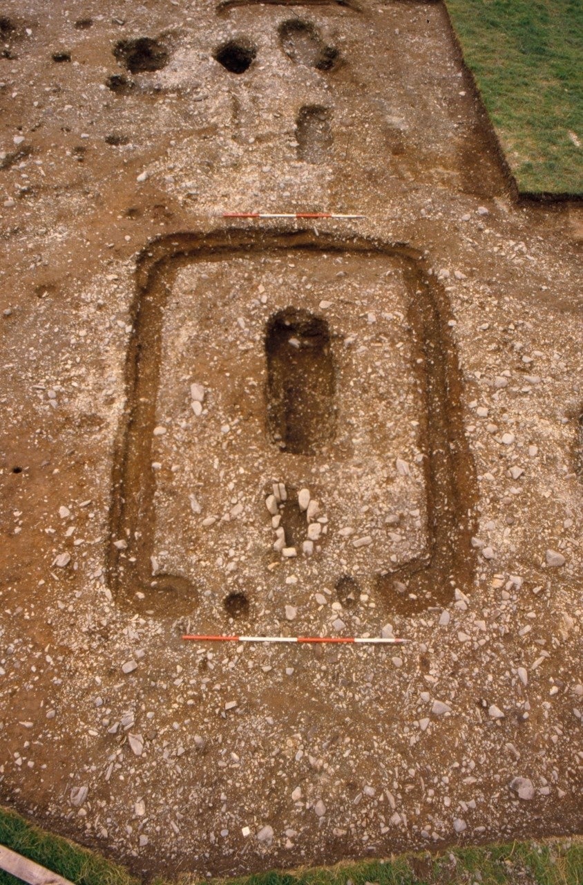 An excavated 'enclosed grave', a possible royal burial, at Plas Gogerddan, Wales