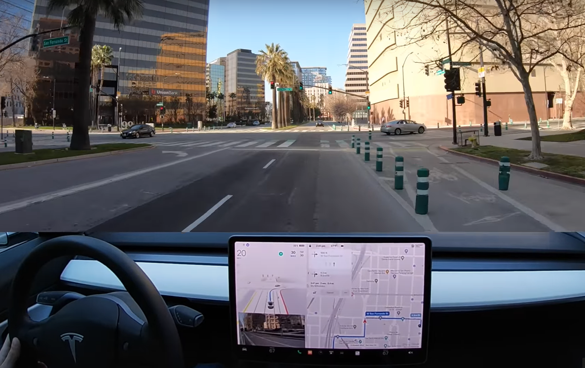 Tesla Model 3 crashes into shoulder pylons in Full Self-Driving mode