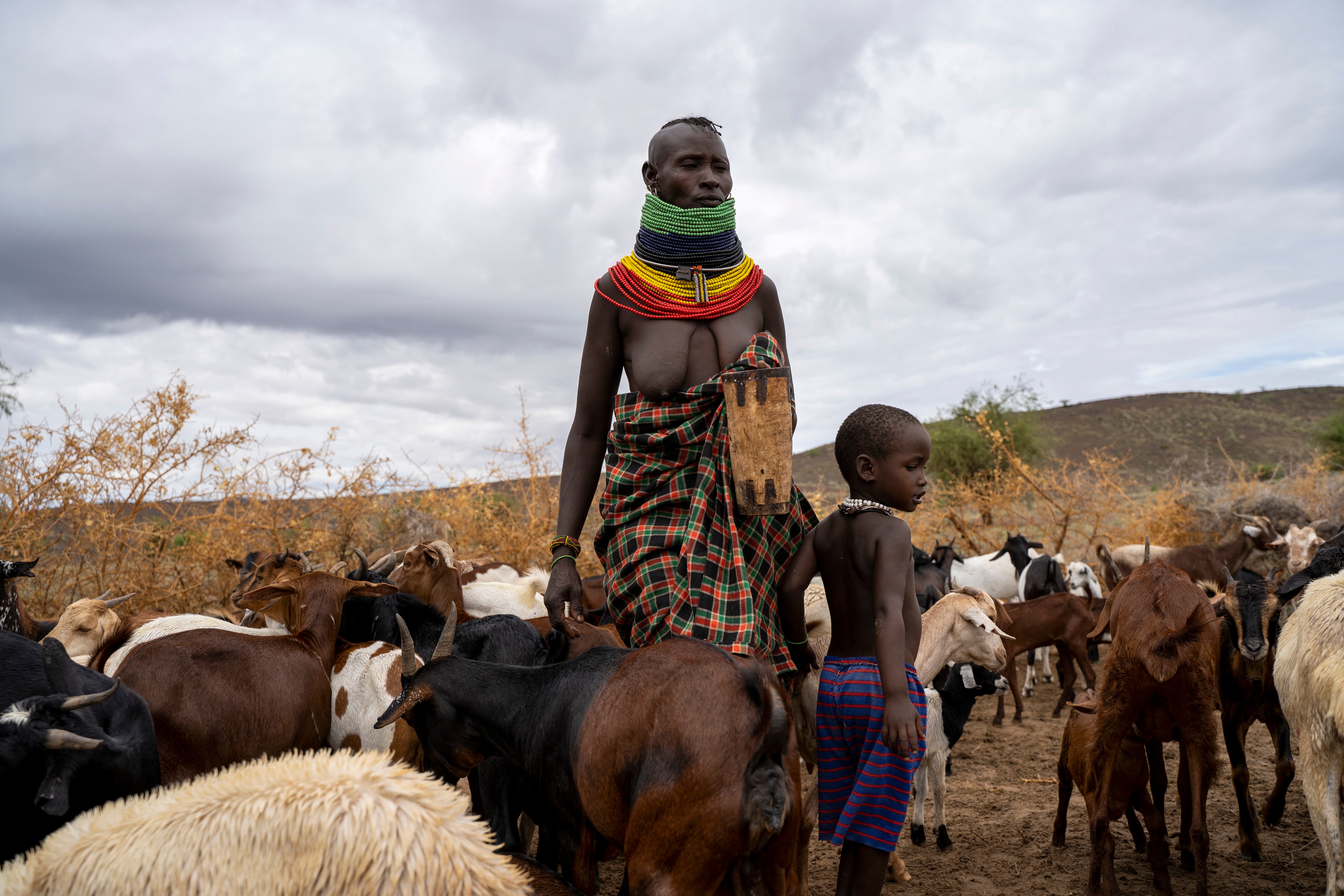 Nakiru, Loura’s wife, collecting milk