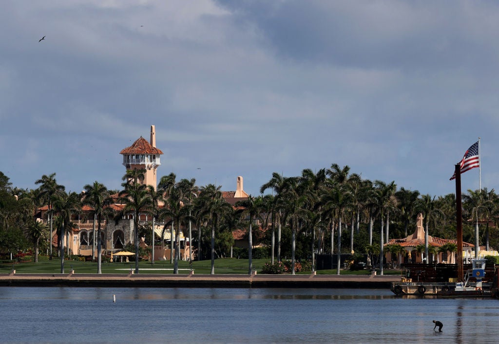 Donald Trump’s Mar-a-Lago resort is surrounded by water in Palm Beach, Florida