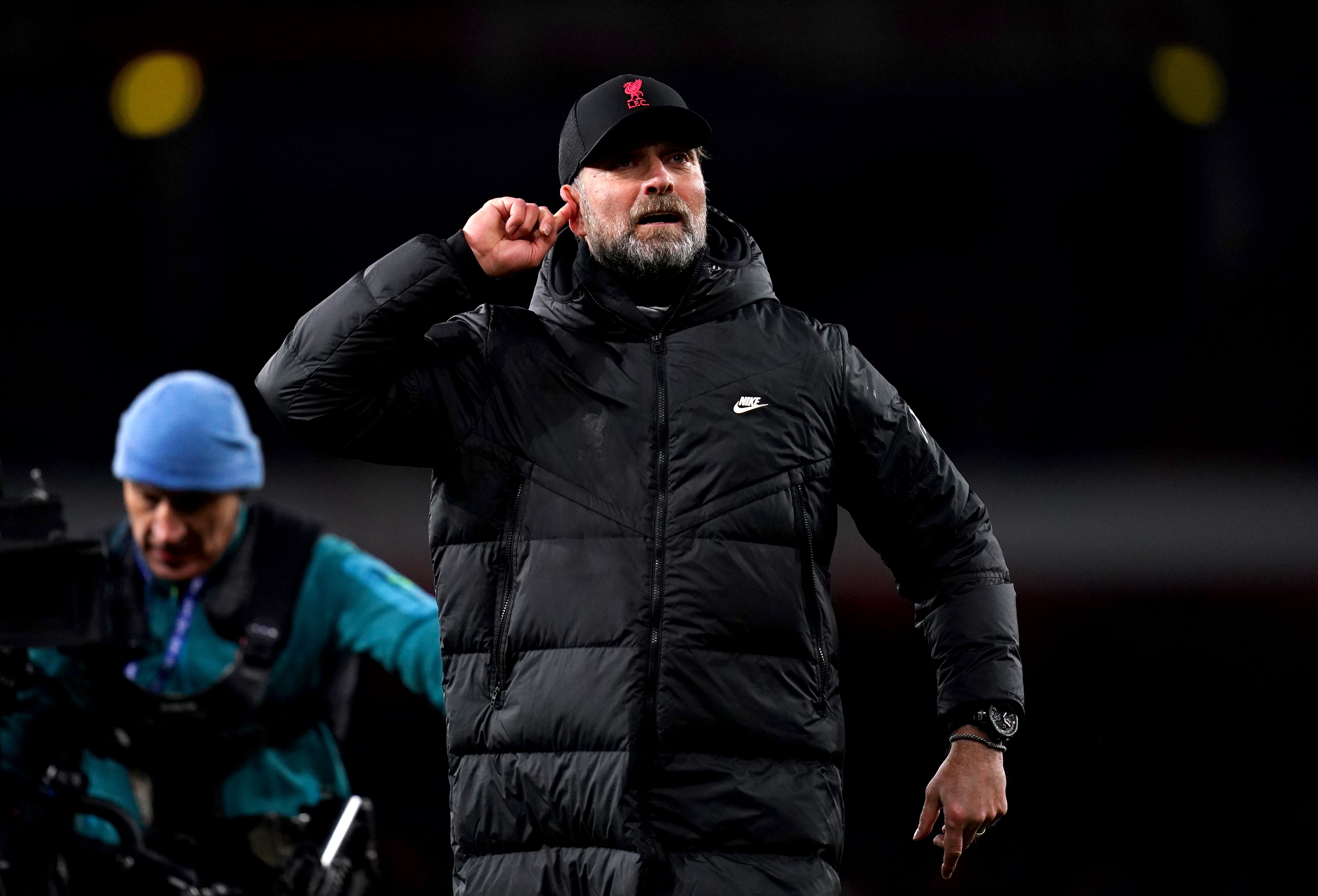 Jurgen Klopp’s side must still face Manchester United and Tottenham in a tricky run-in (John Walton/PA)