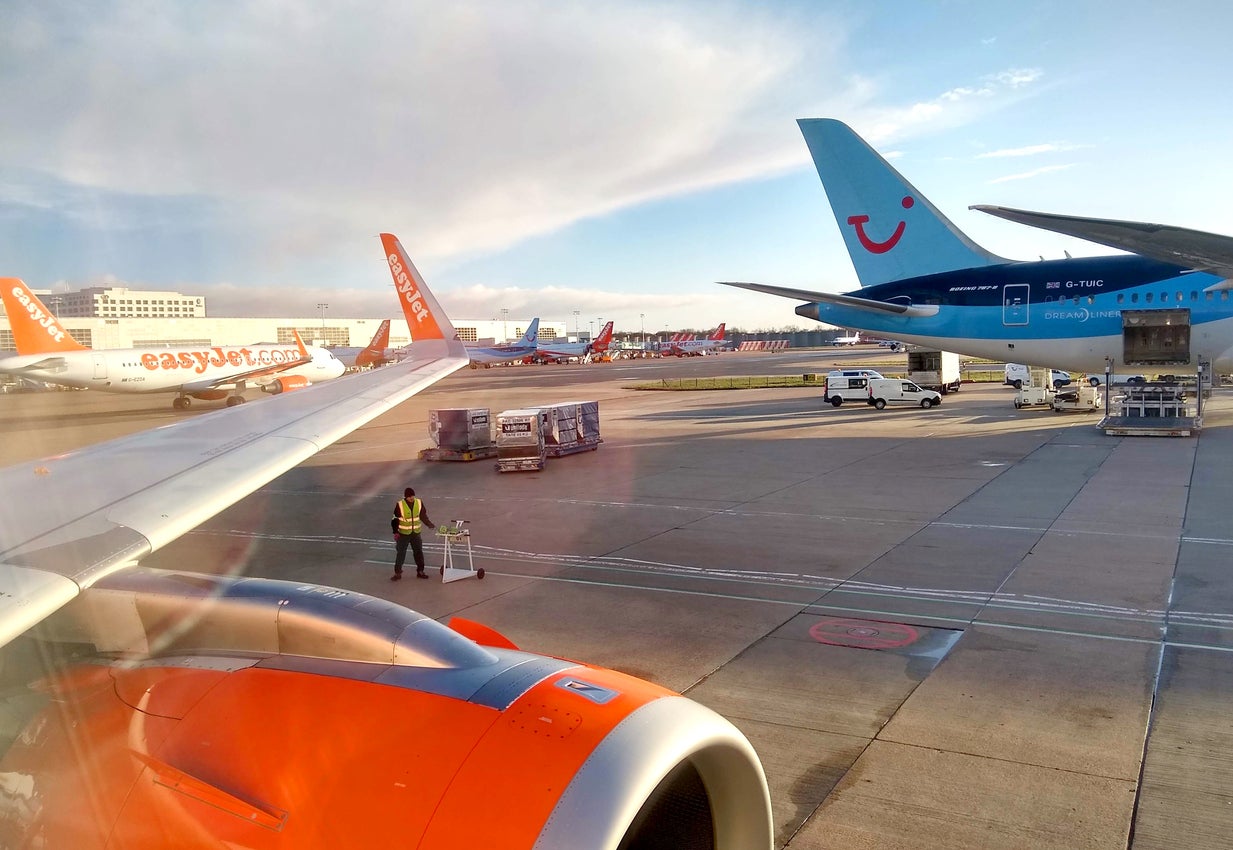 EasyJet and Tui aircraft at Gatwick