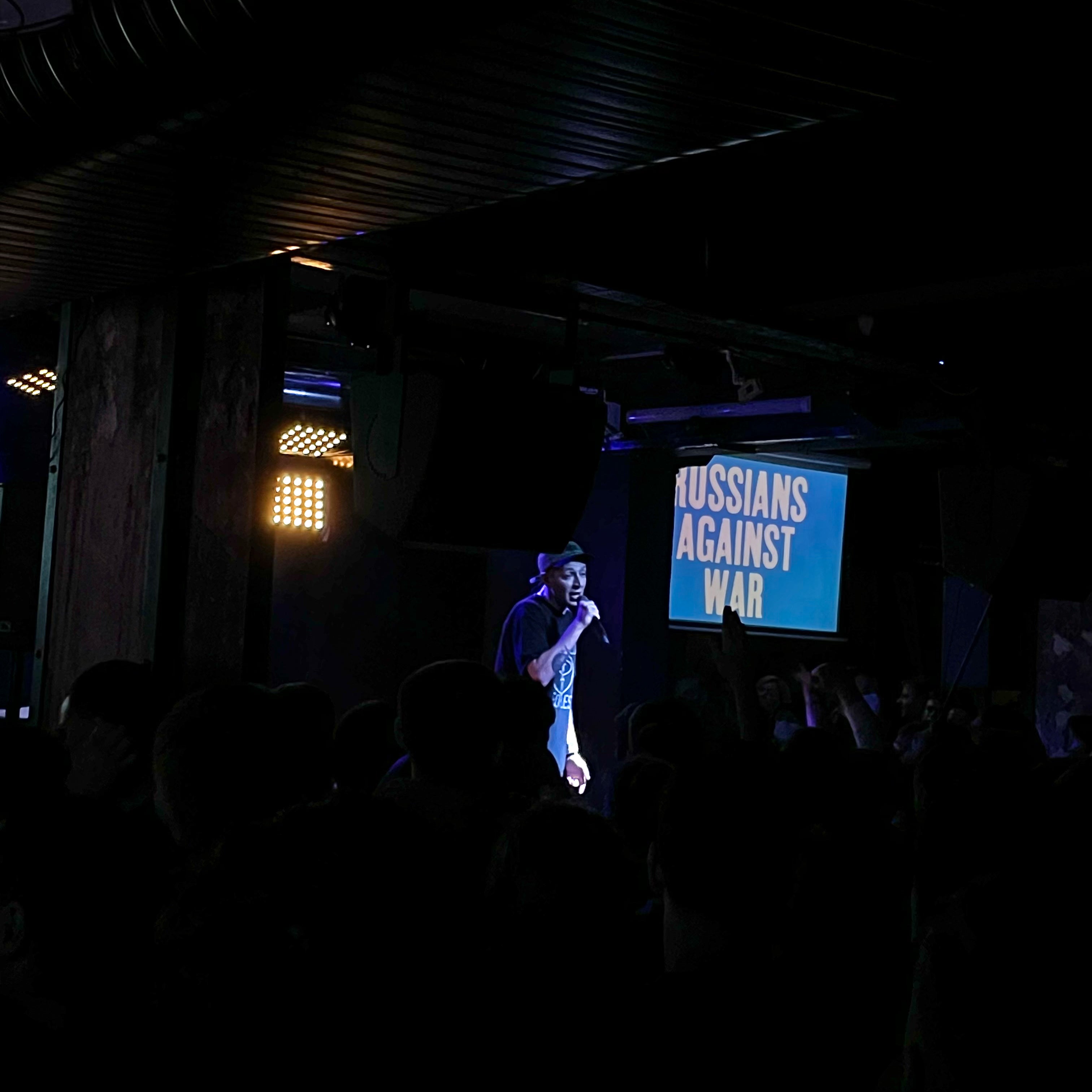 Oxxxymiron, one of the most prominent rap artists in Russia, performs at the charity event for Ukrainian refugees