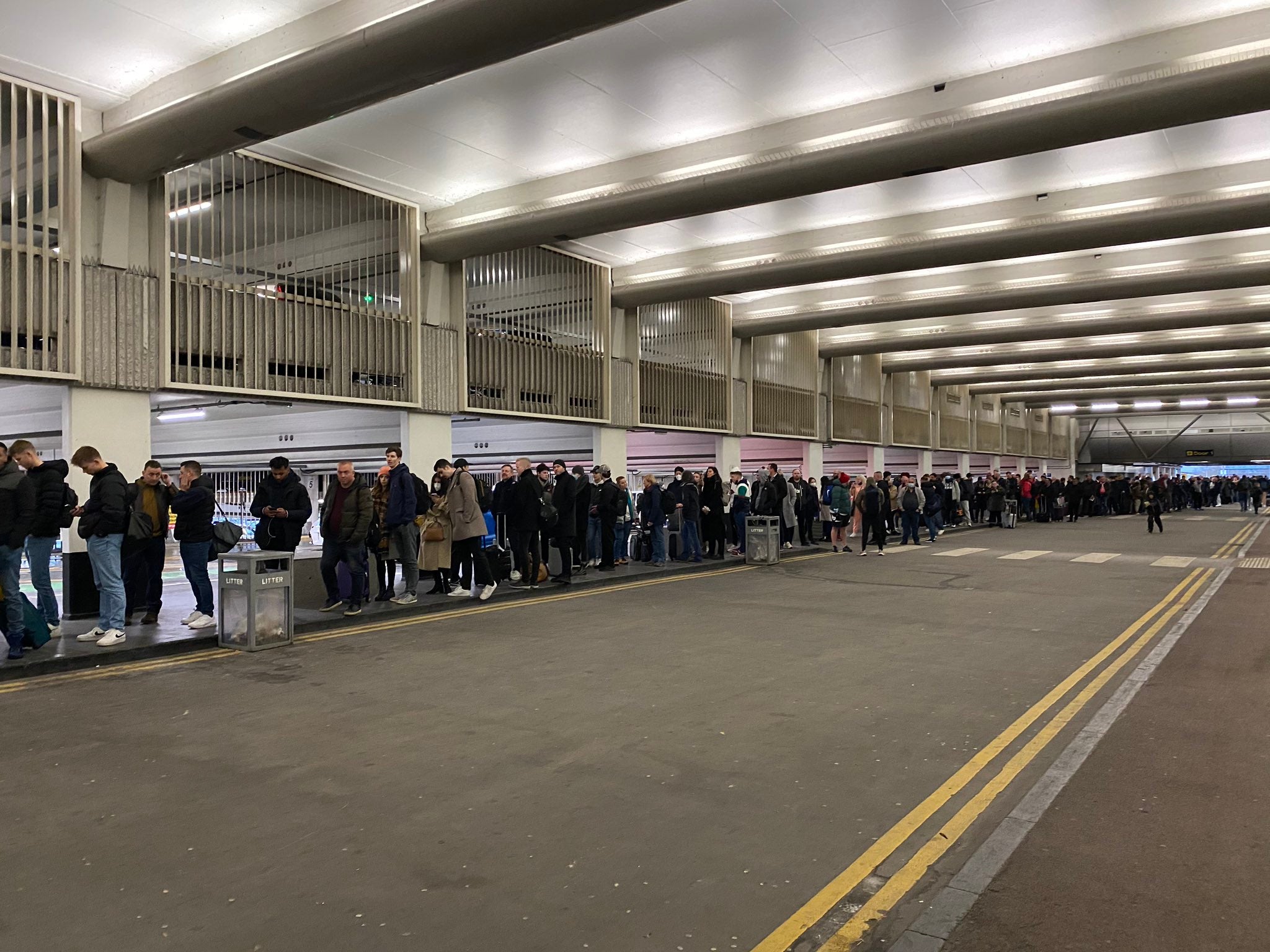 The queue stretching outside the terminal at Manchester airport