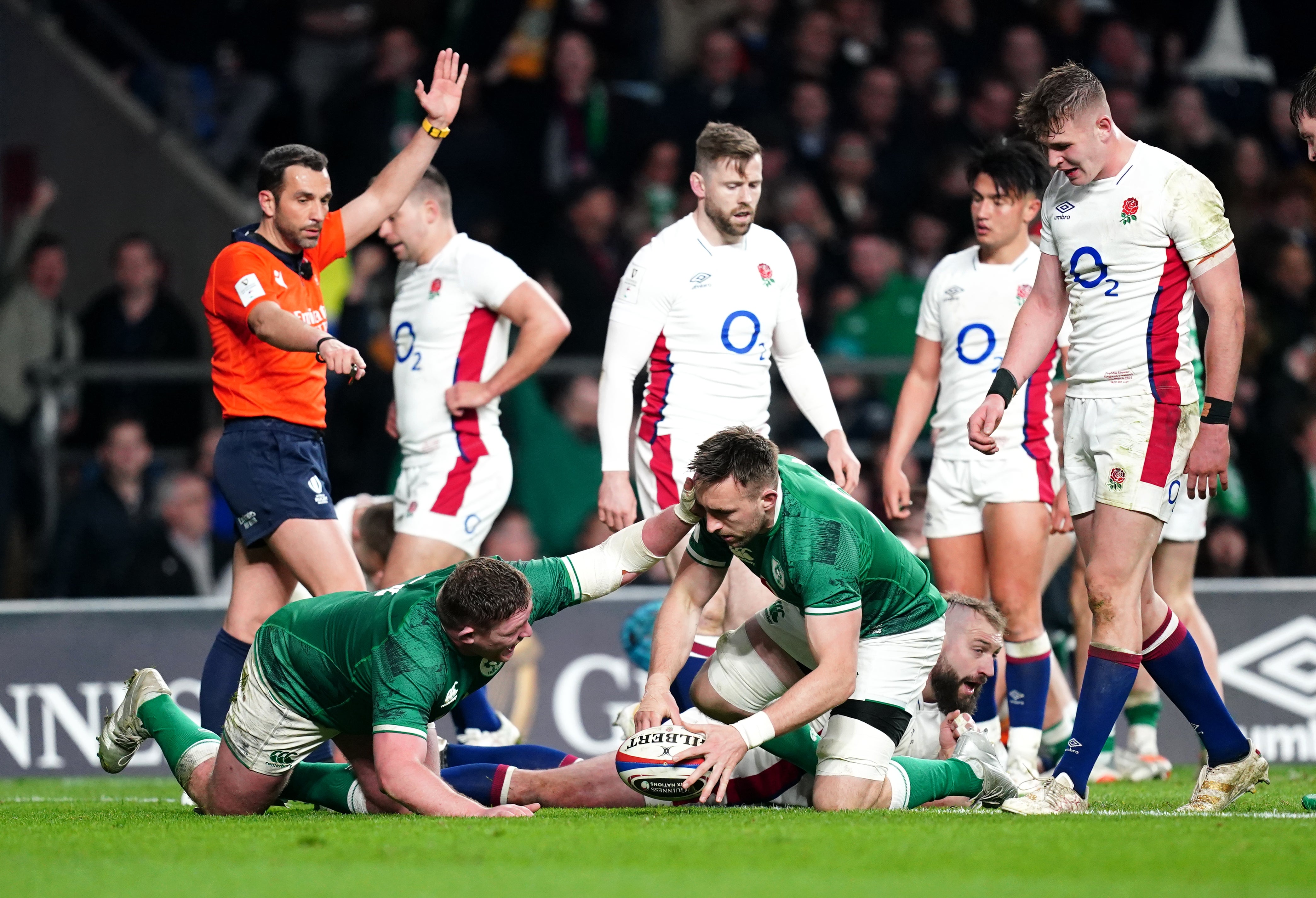 Ireland’s Jack Conan came off the bench to score a try at Twickenham (David Davies/PA)