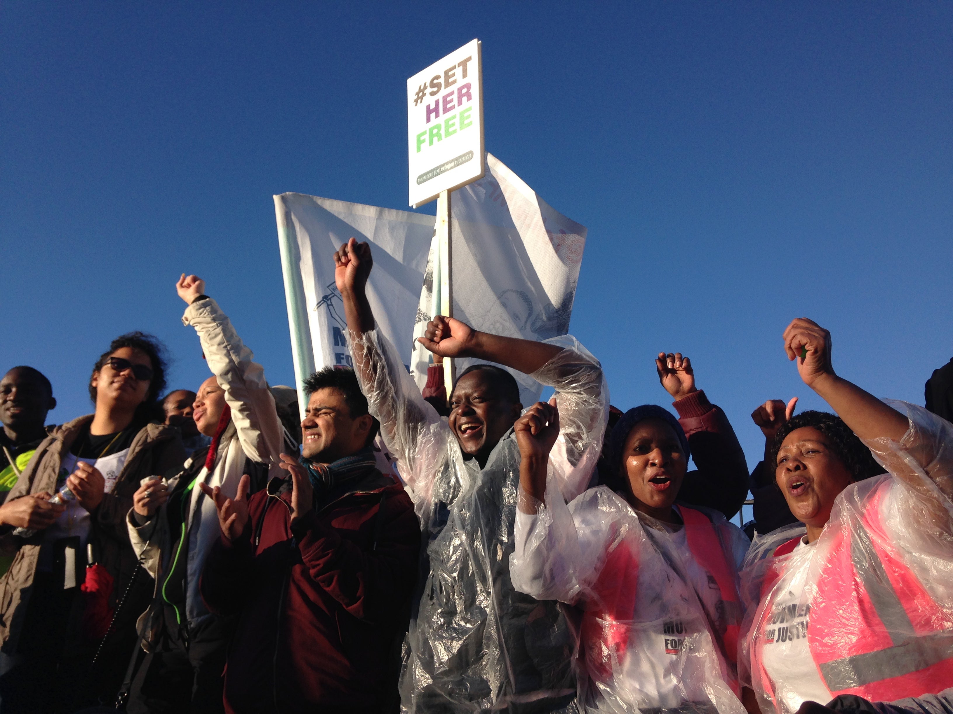 People protesting outside Yarl’s Wood immigration centre in 2015