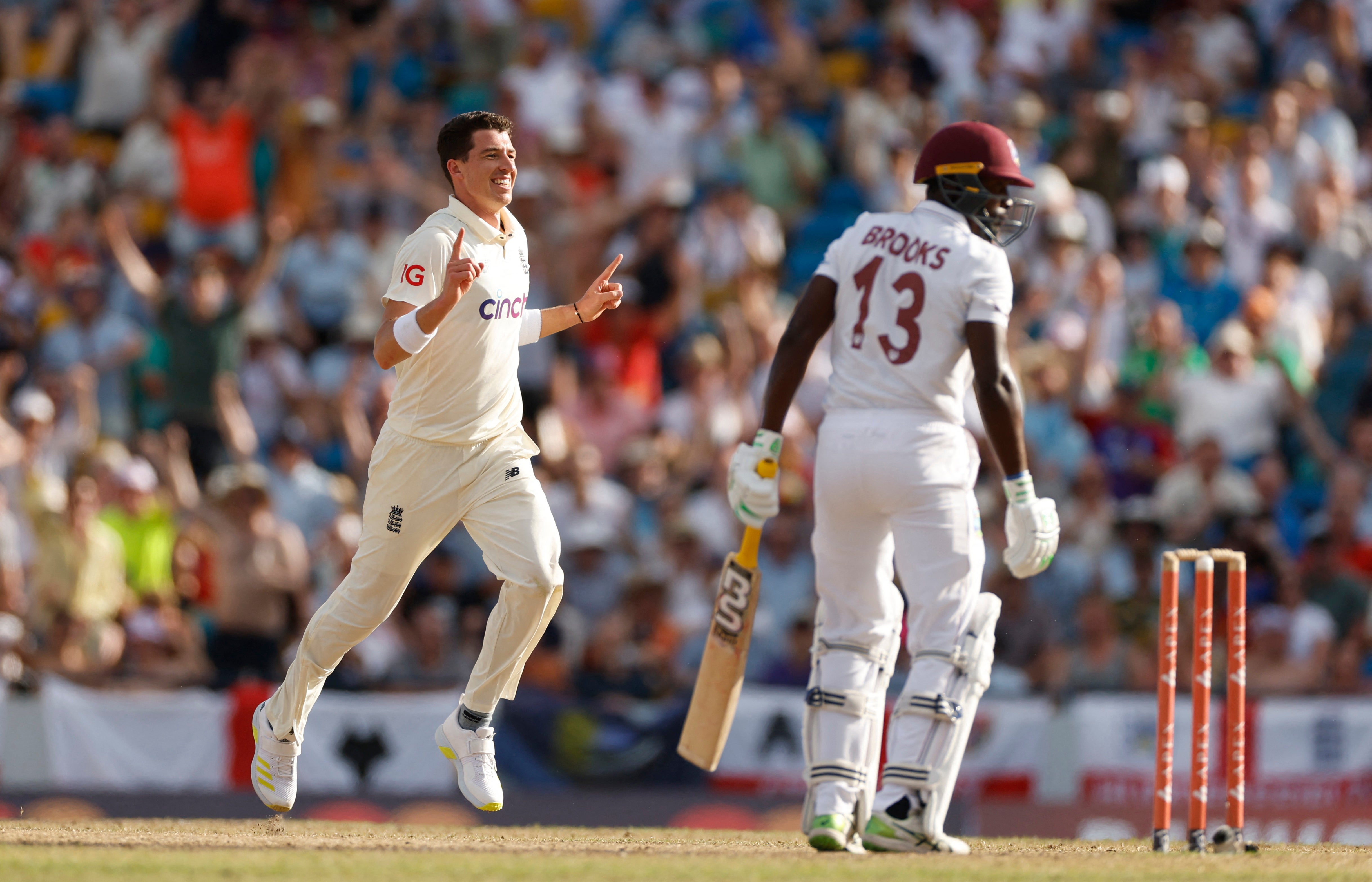 Matthew Fisher took his first wicket in Test cricket on day two