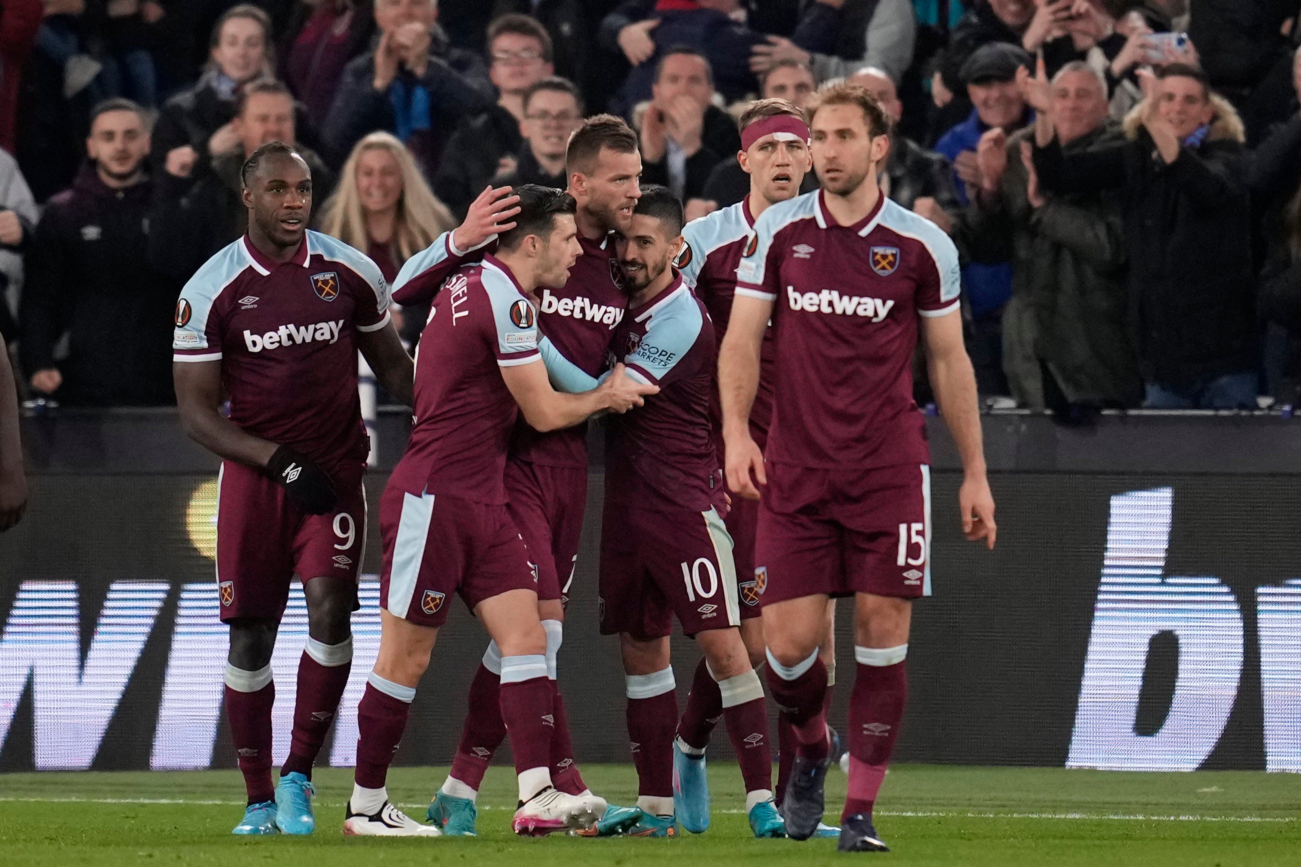 Andriy Yarmolenko celebrates after scoring for West Ham in extra-time