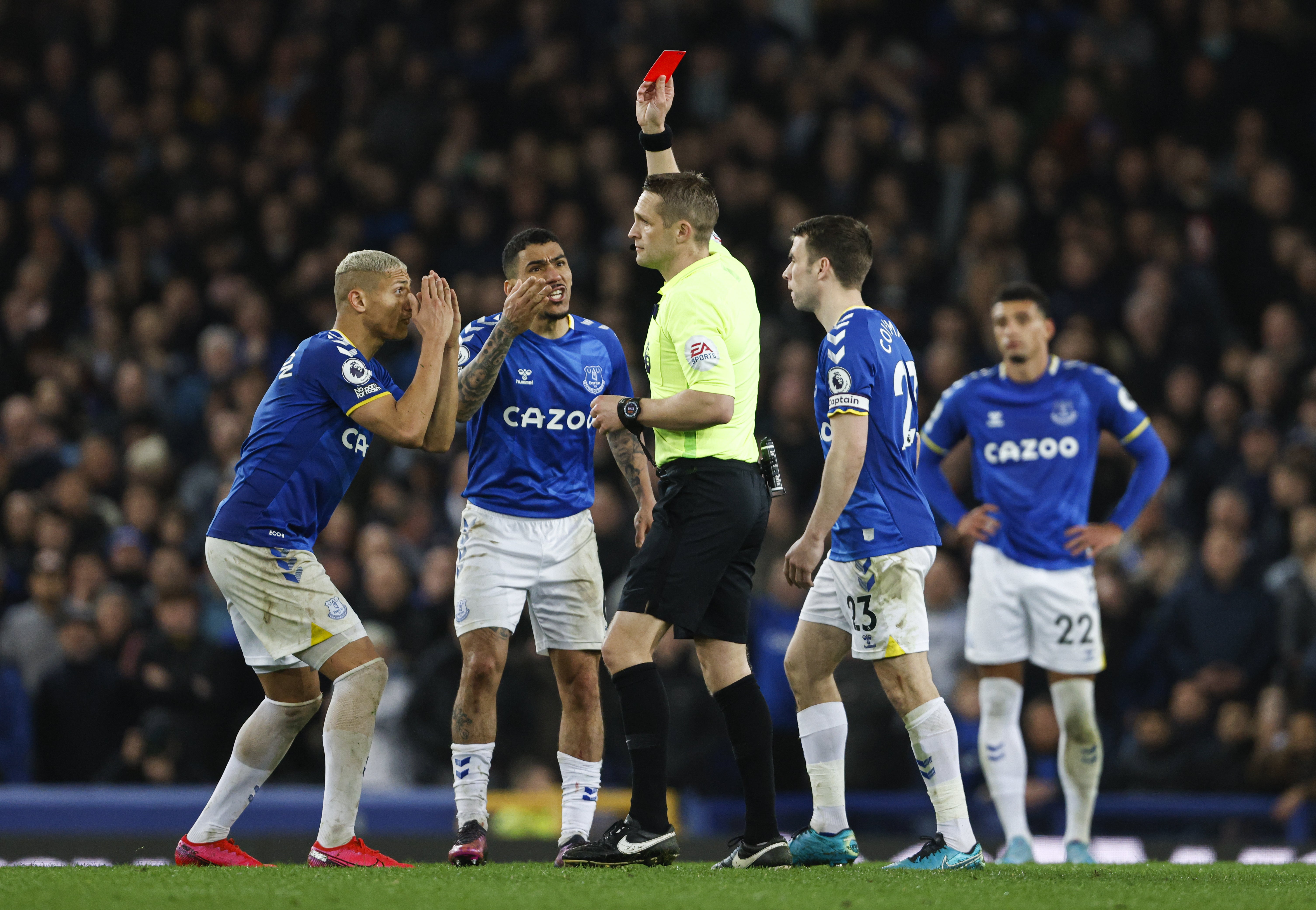 Everton had Allan sent off against Newcastle (Richard Sellers/PA)