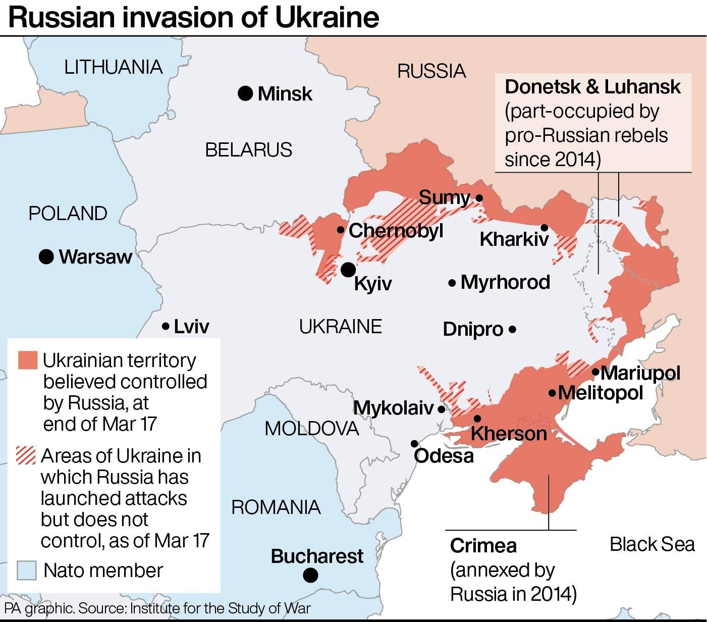 Russian invasion of Ukraine as of 17 March