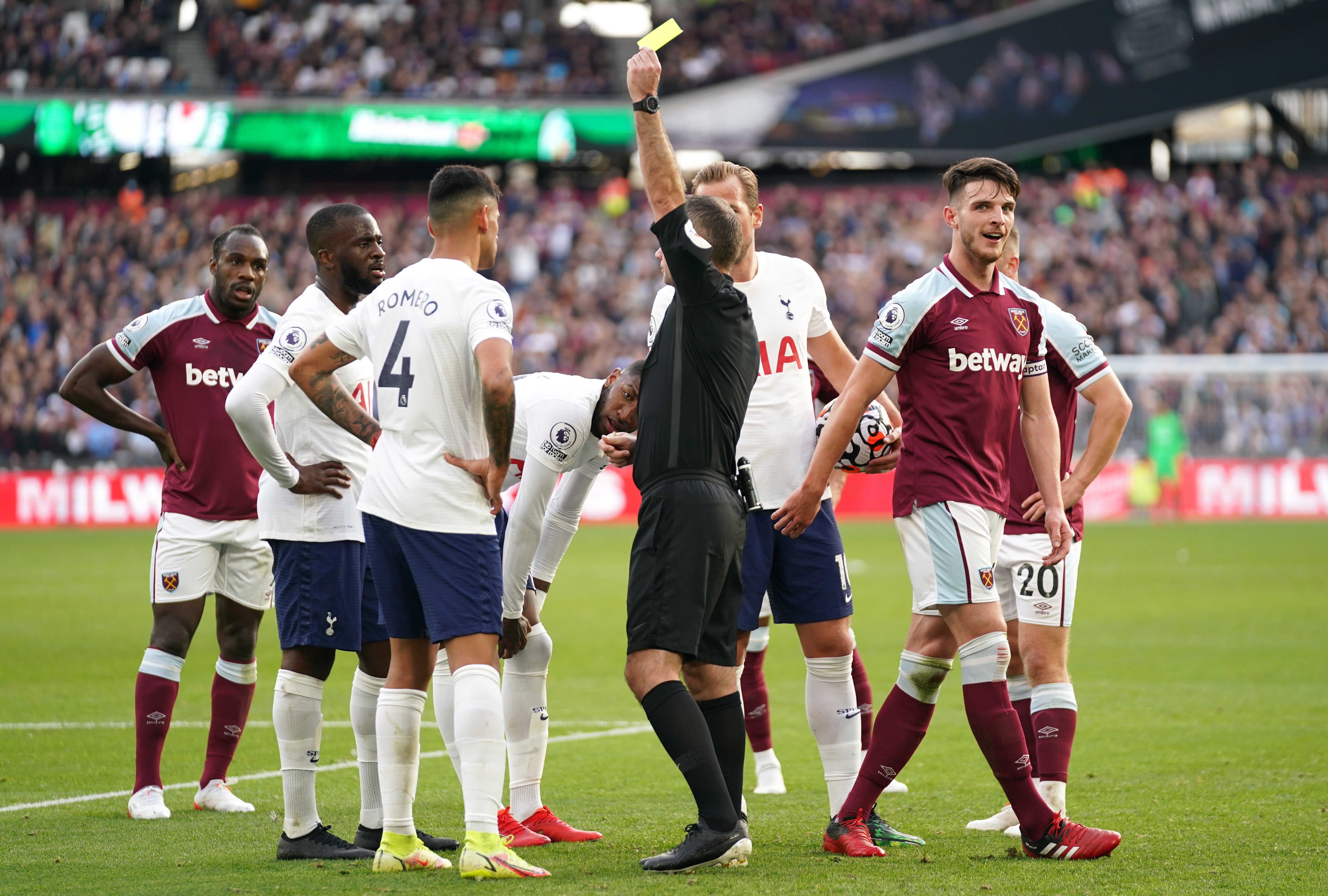 Cristian Romero has seen plenty of yellow cards this season (Tim Goode/PA)