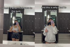 Woman reveals she changed into oversized sweatshirt after she learned man at gym was taking photos of her