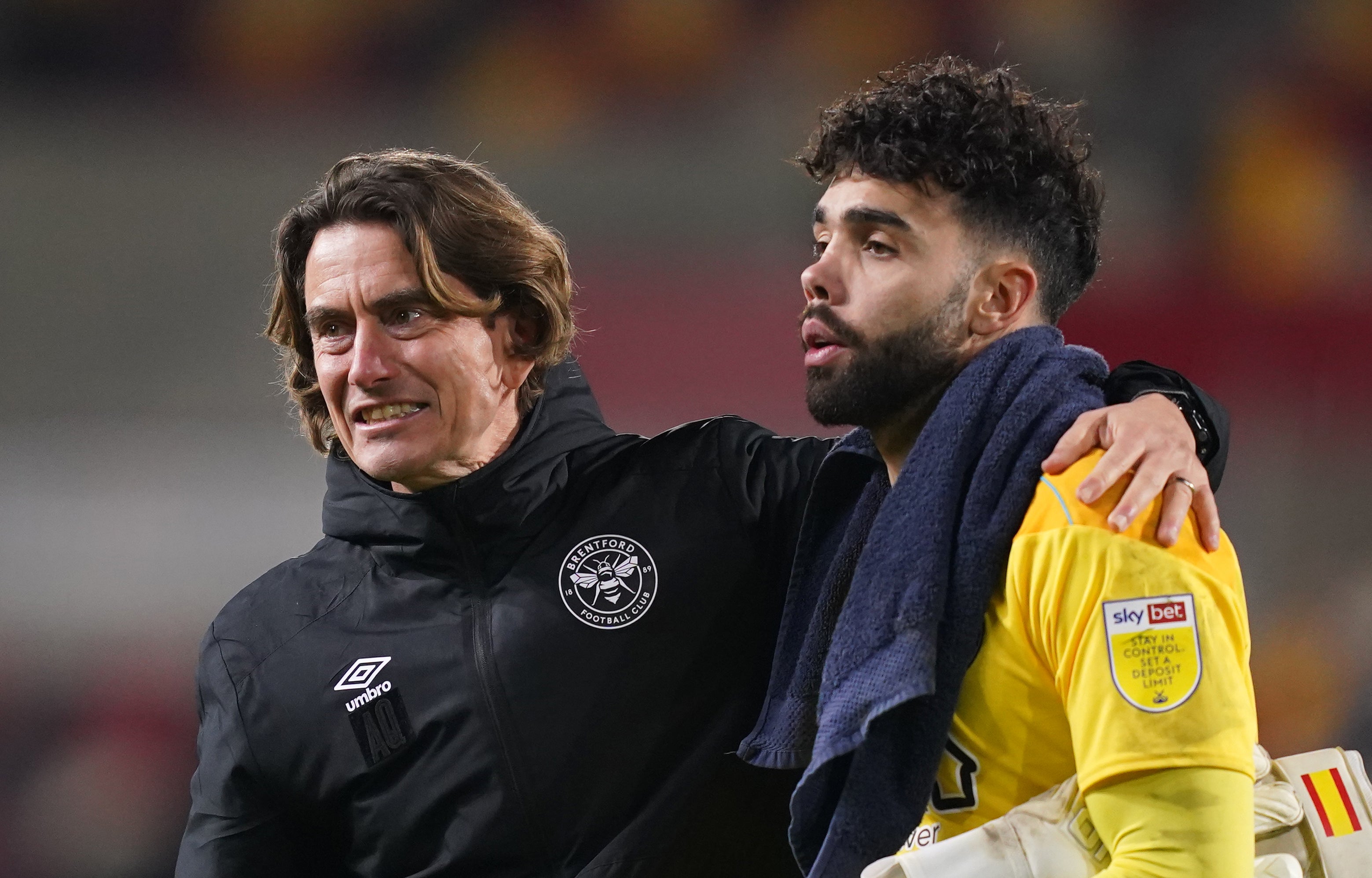 Brentford manager Thomas Frank (left) has full confidence in Spanish goalkeeper David Raya (John Walton/PA)