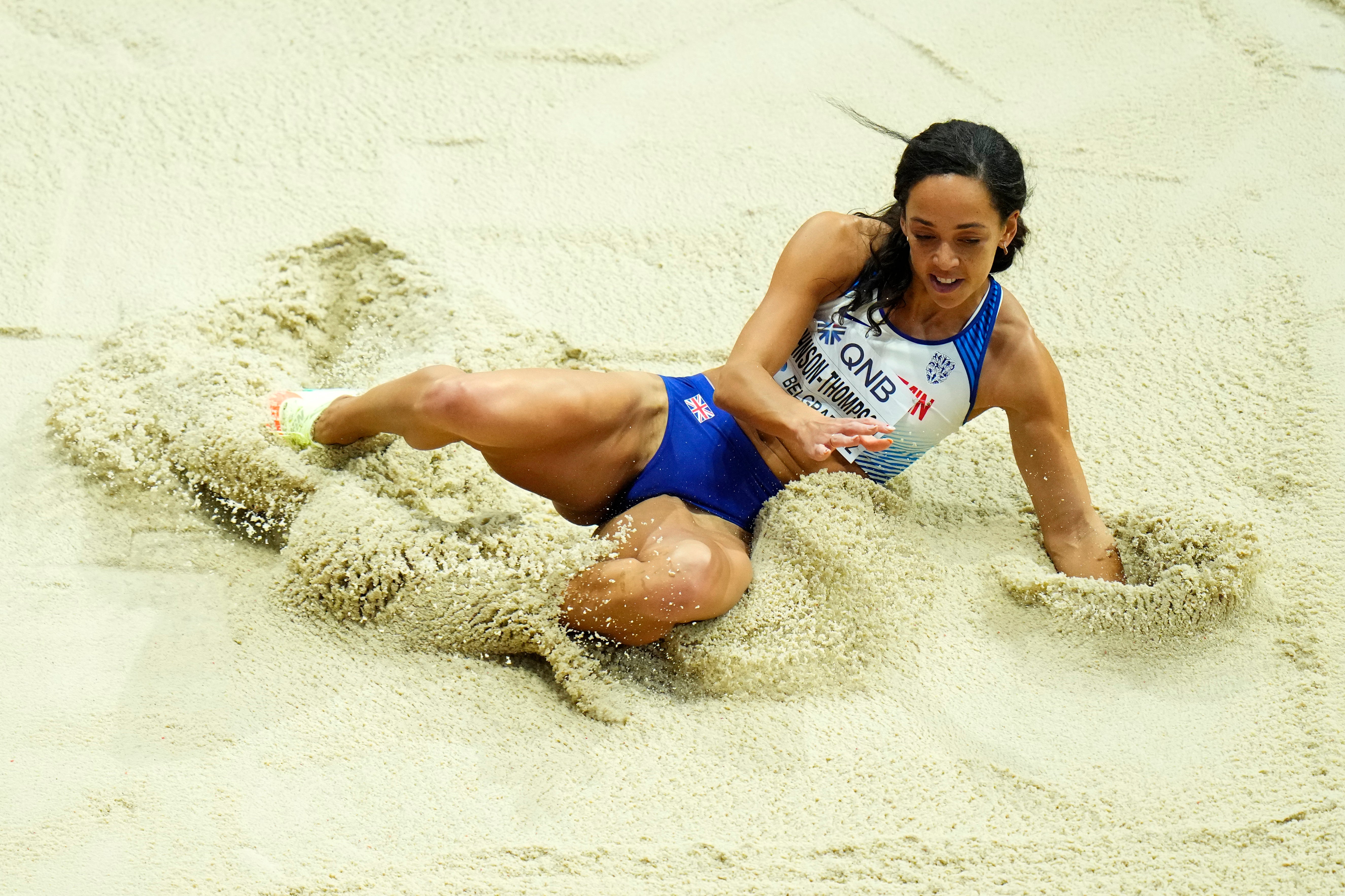 Katarina Johnson-Thompson withdrew from the pentathlon (Petr David Josek/AP)