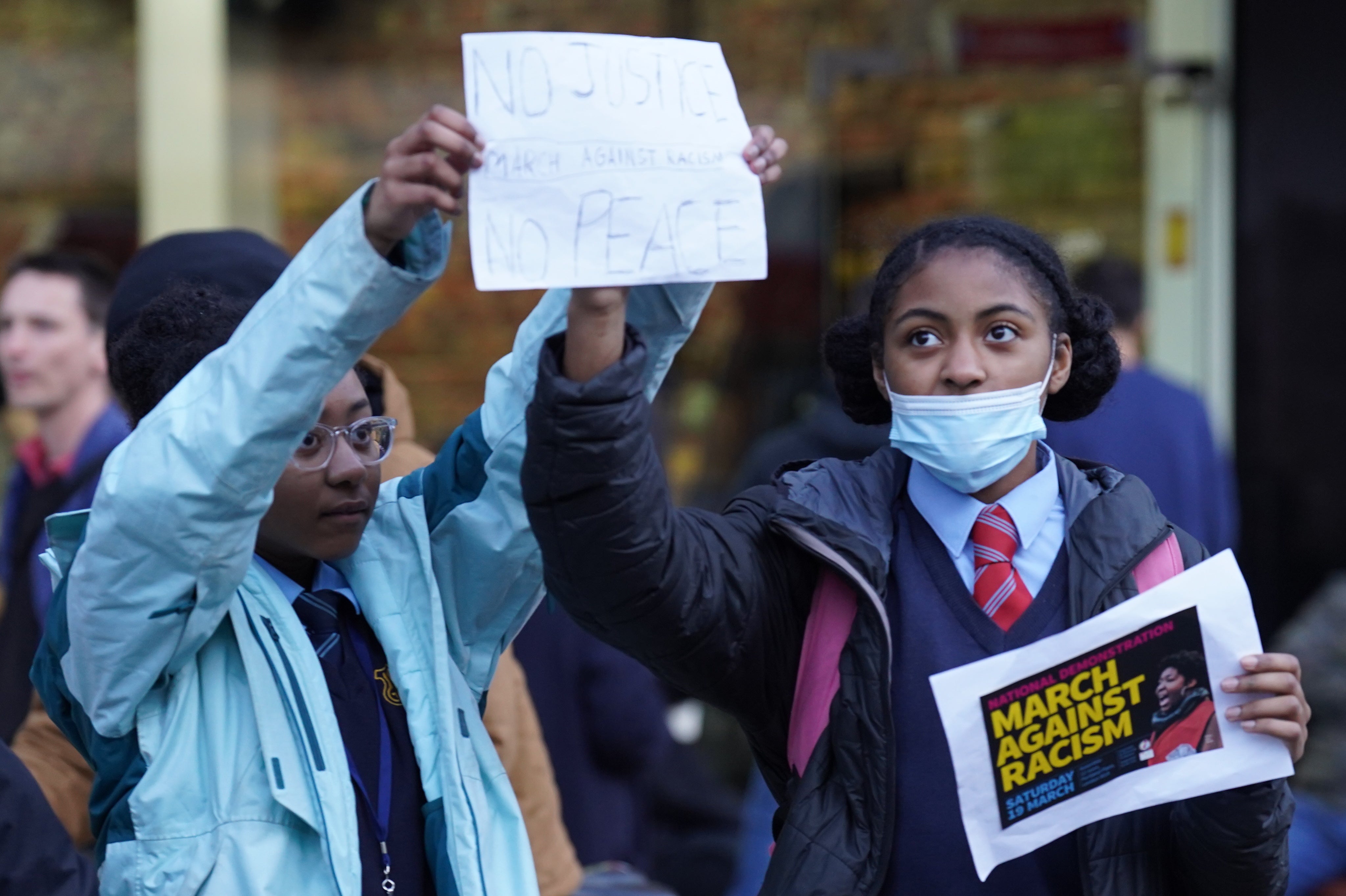 Schoolgirls attended the protest outside Stoke Newington police station in March