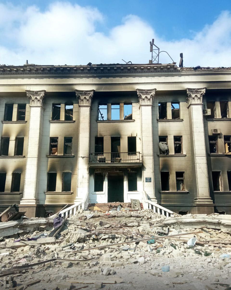 A view of the destroyed theatre hall, which was used as a shelter by civilians, after Russian bombardment in Mariupol