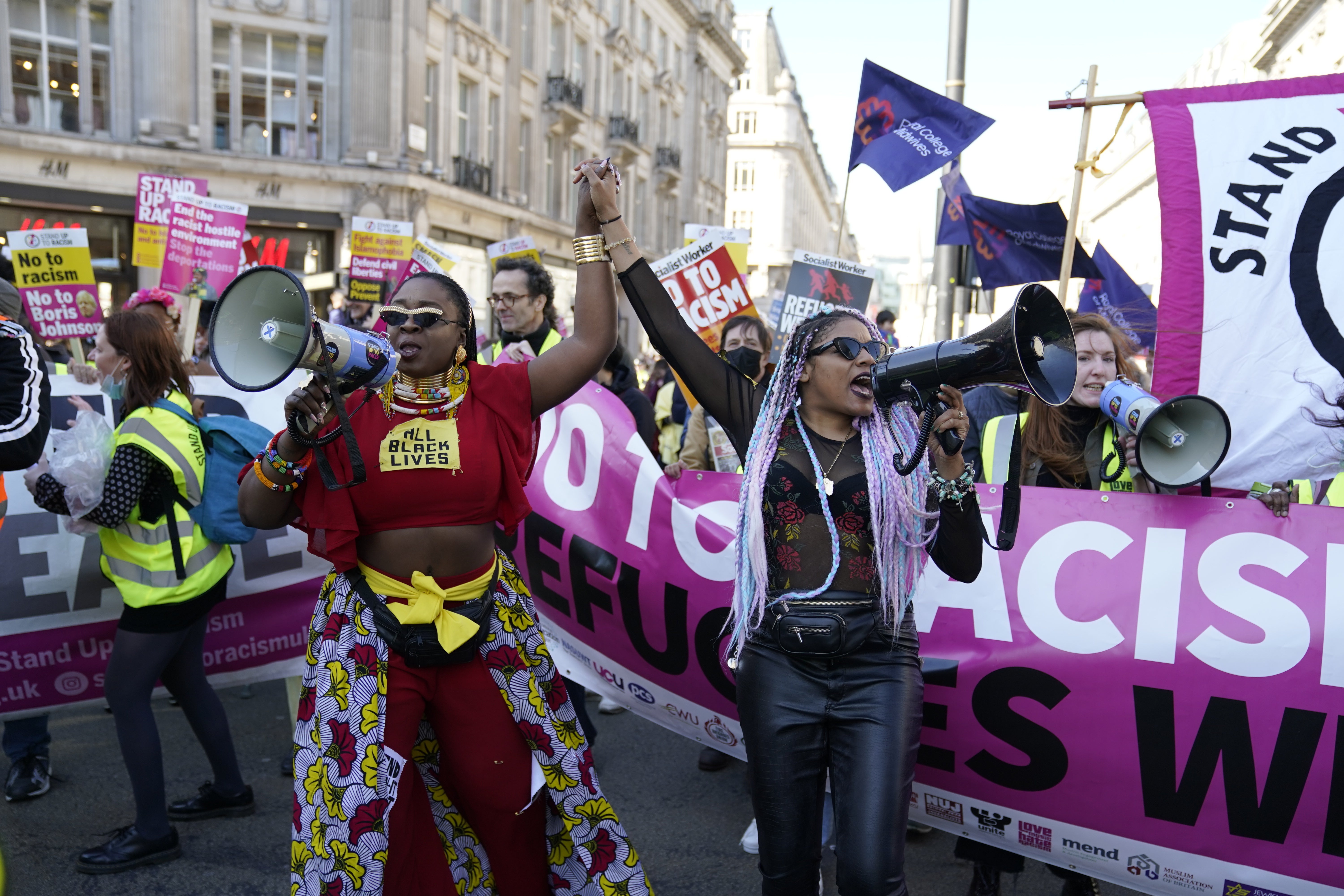 Demonstrators protested over the strip-search of a young Black girl in March