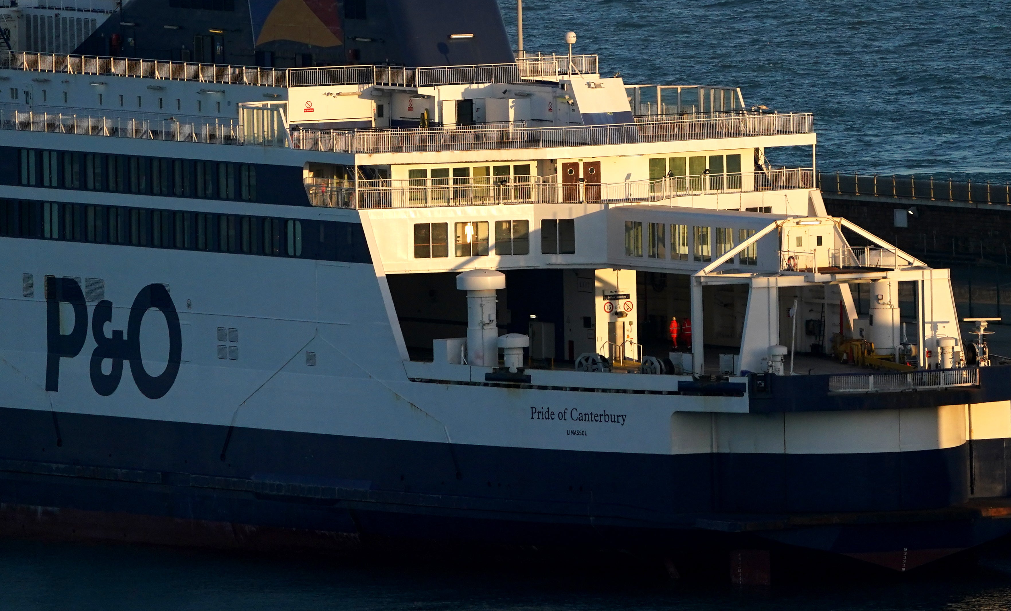 A worker inside the P&O Pride of Canterbury (Gareth Fuller/PA)