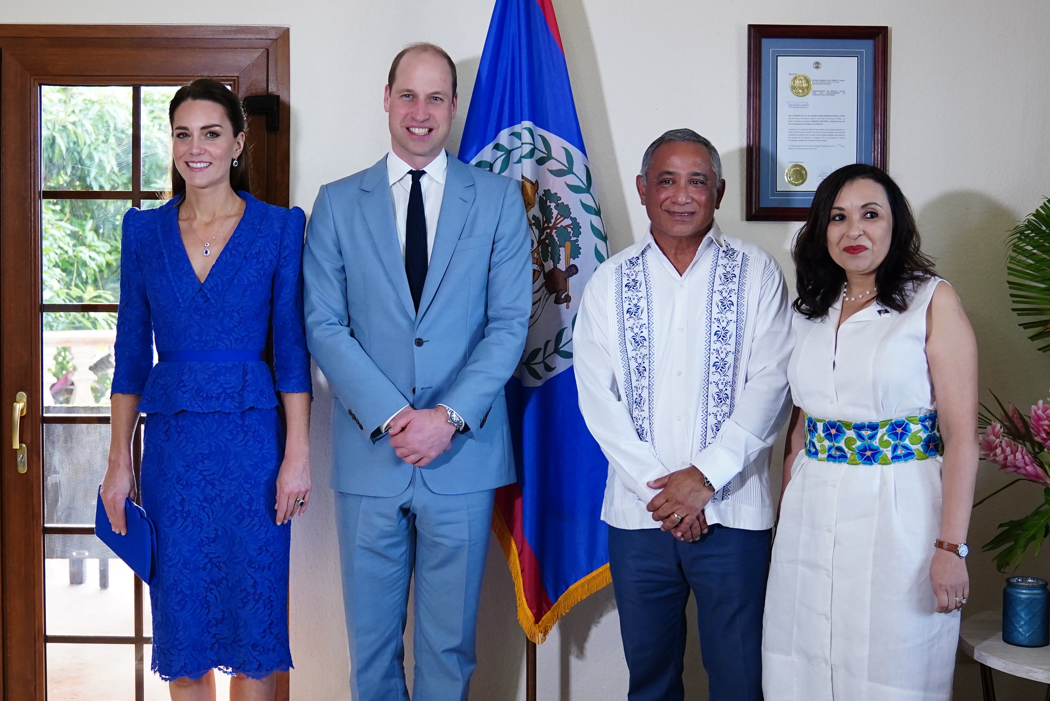 The Duke and Duchess of Cambridge with Belize’s prime minister Johnny Briceno and his wife Rossana (Jane Barlow/PA)