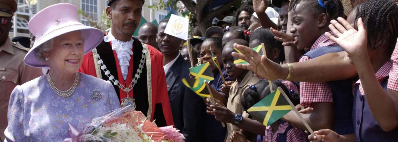 Queen Elizabeth II during her last visit to Jamaica in 2002