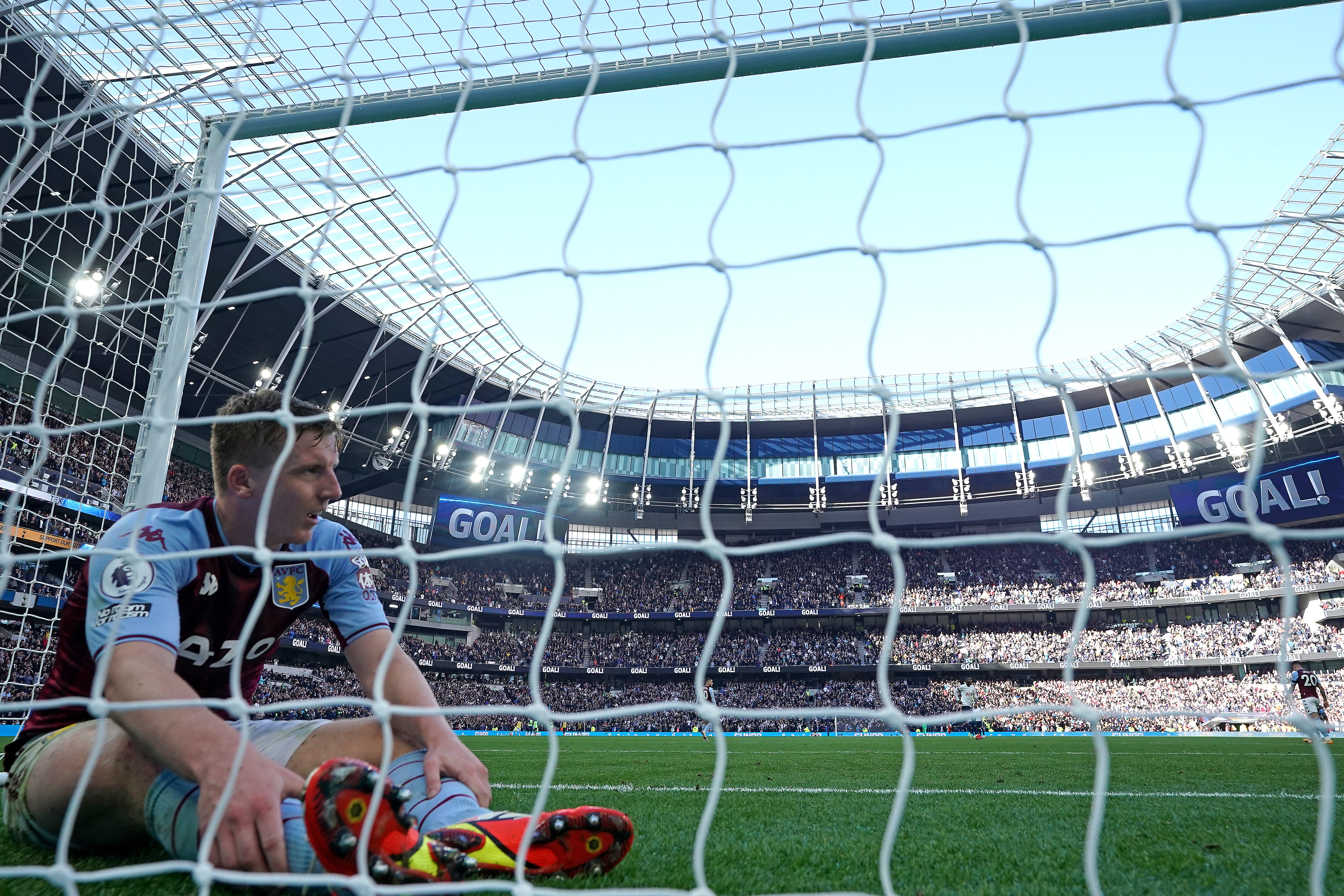 Matt Targett reacts after his own goal against Spurs (Nick Potts/PA)