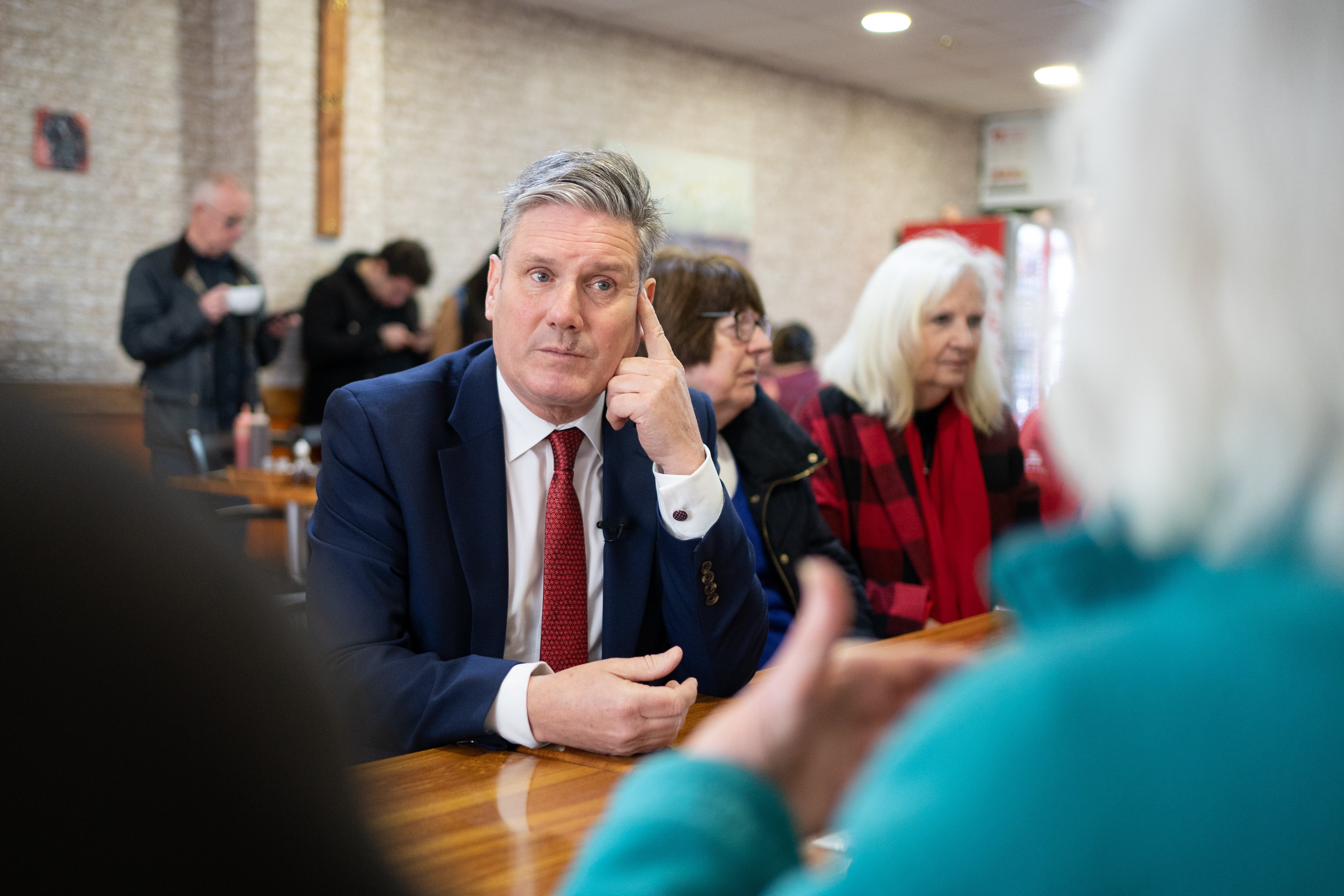 Labour Party leader Sir Keir Starmer meeting with pensioners in Stevenage (Joe Giddens/PA)