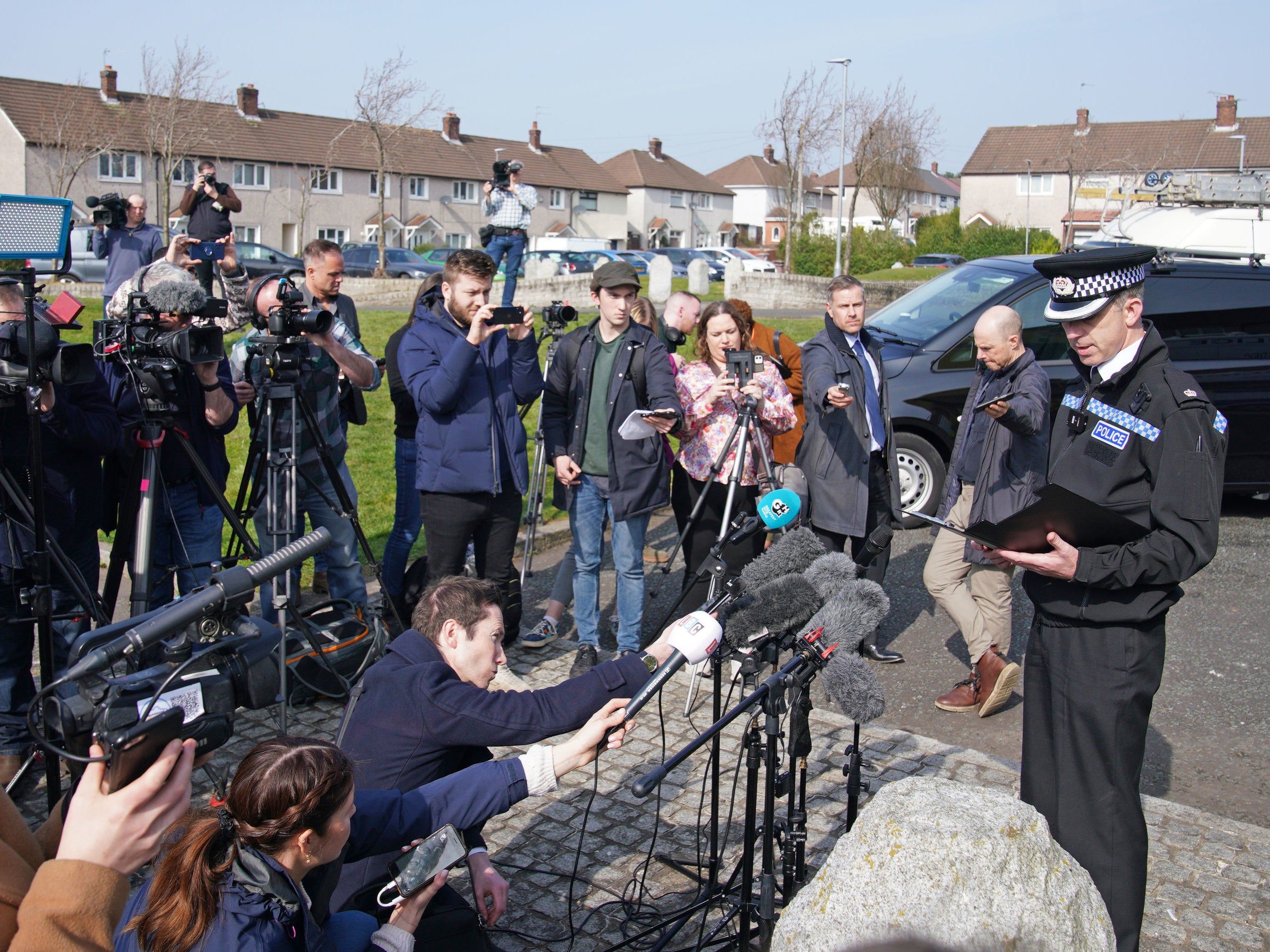 Merseyside Police superintendent Steve Brizell speaks to media outside the house where 17-month-old Bella-Rae Birch was mauled to death by a dog her family bought only a week earlier