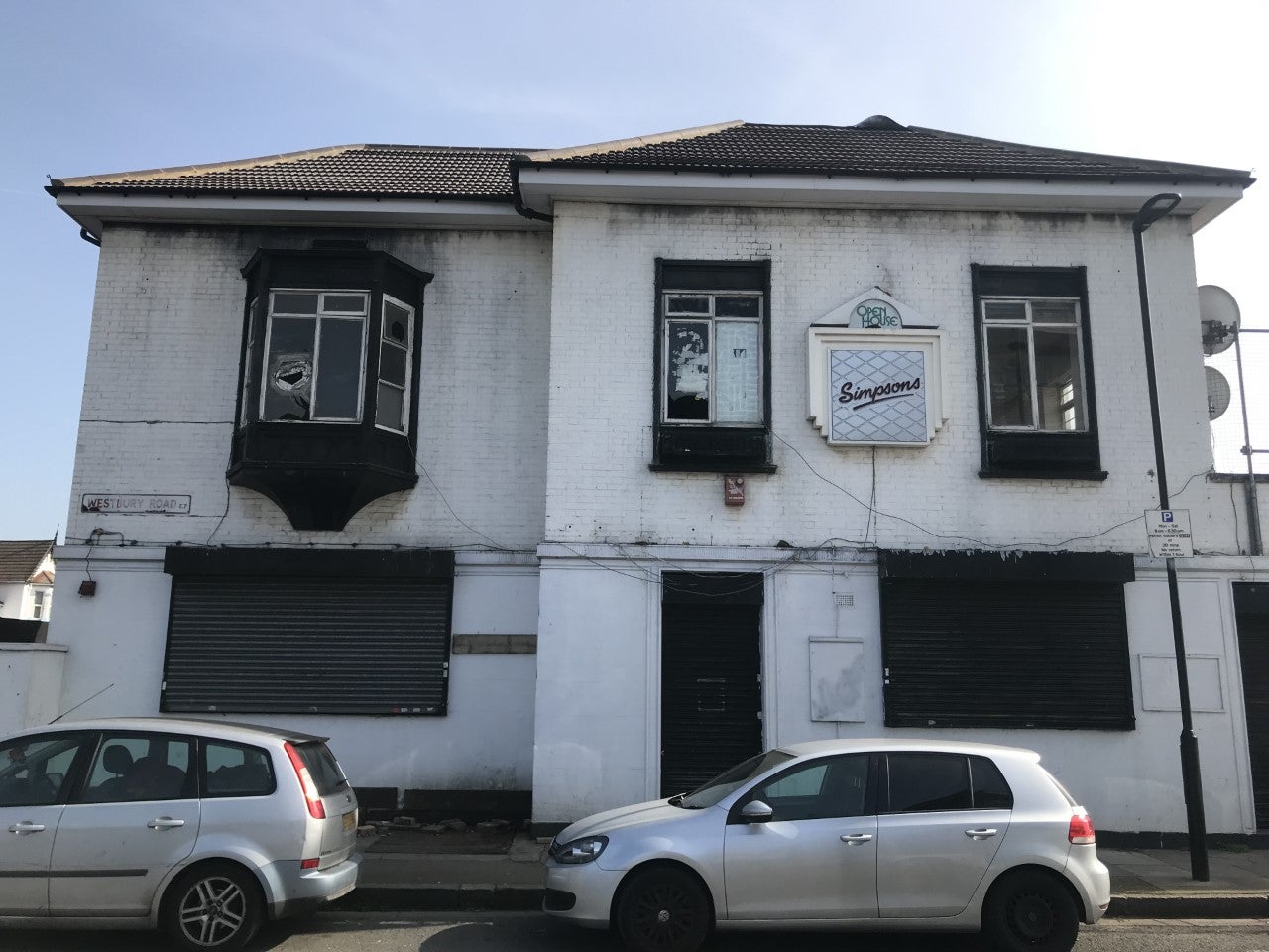 Simpson’s wine bar, in Forest Gate, London, has been left derelict for many years