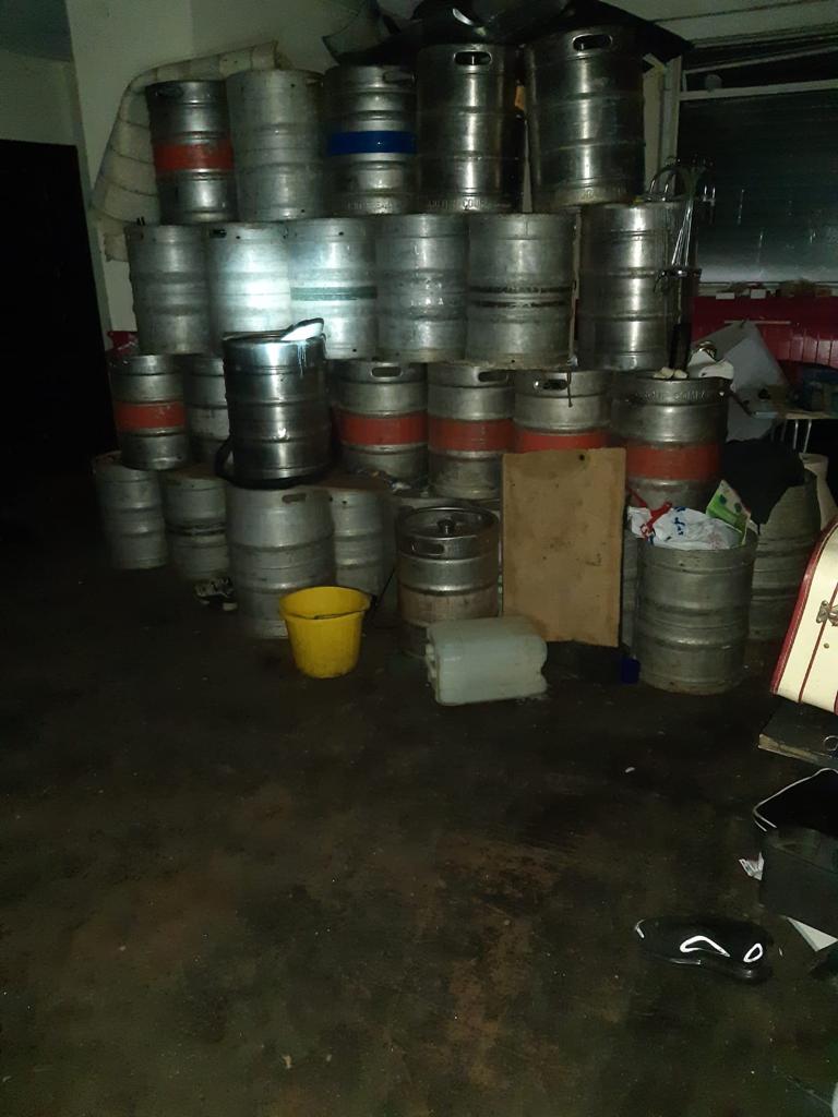 Alcohol kegs were found stacked inside the old pub