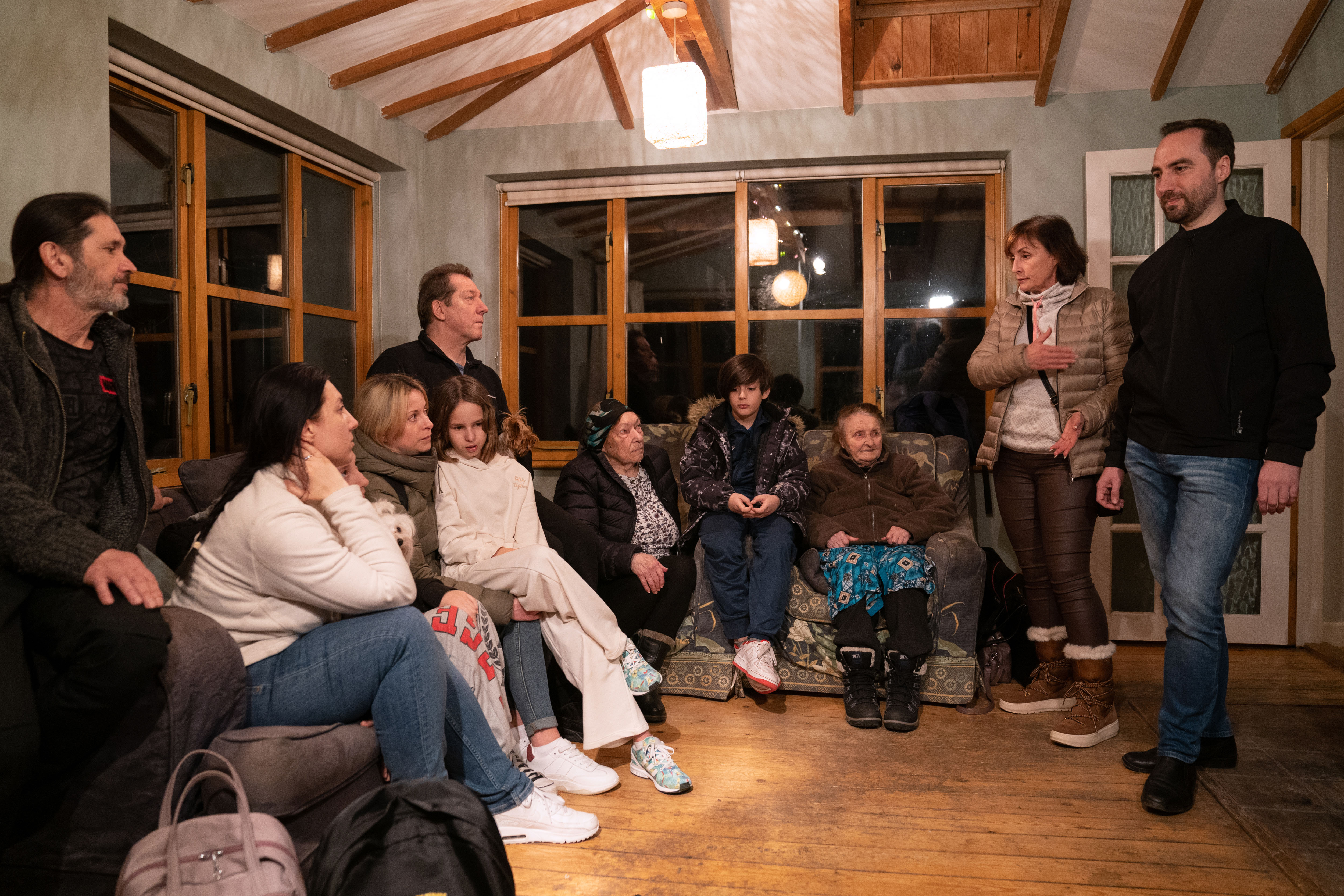 Roman Starkov (right) with his family who fled their home in Kharkiv in the Ukraine with following the Russian invasion