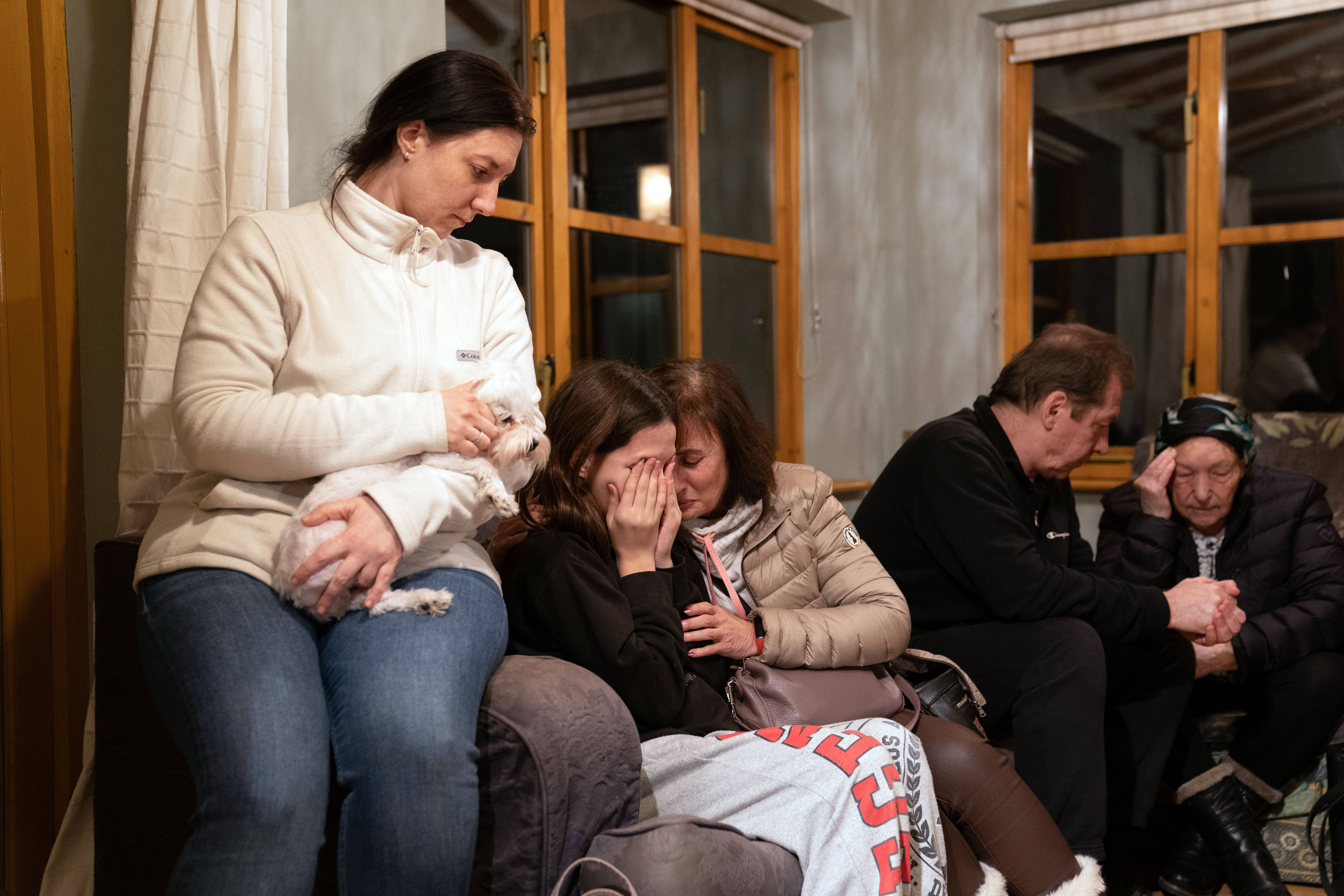 (left to right) Valeriia Starkova with her daughter Kamila, mother Iryna, father Mykola and grandmother Halyna