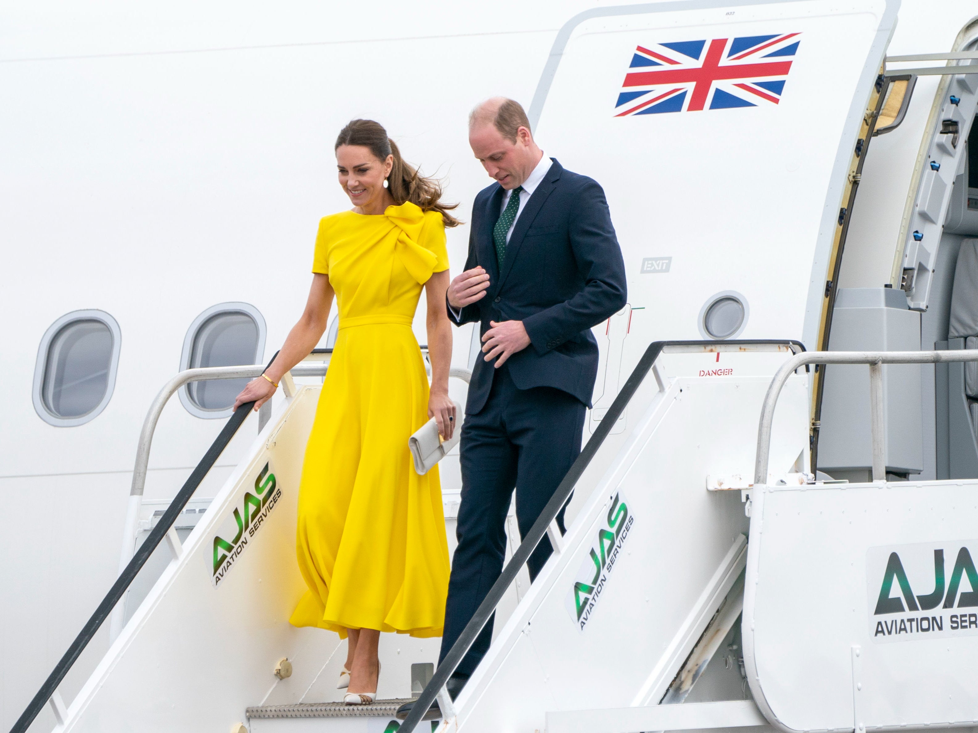 The Duke and Duchess of Cambridge arrive at Norman Manley International Airport in Kingston, Jamaica, on day four of their tour of the Caribbean